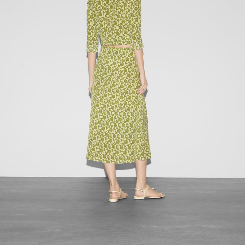 Floral print silk crêpe de chine skirt 4