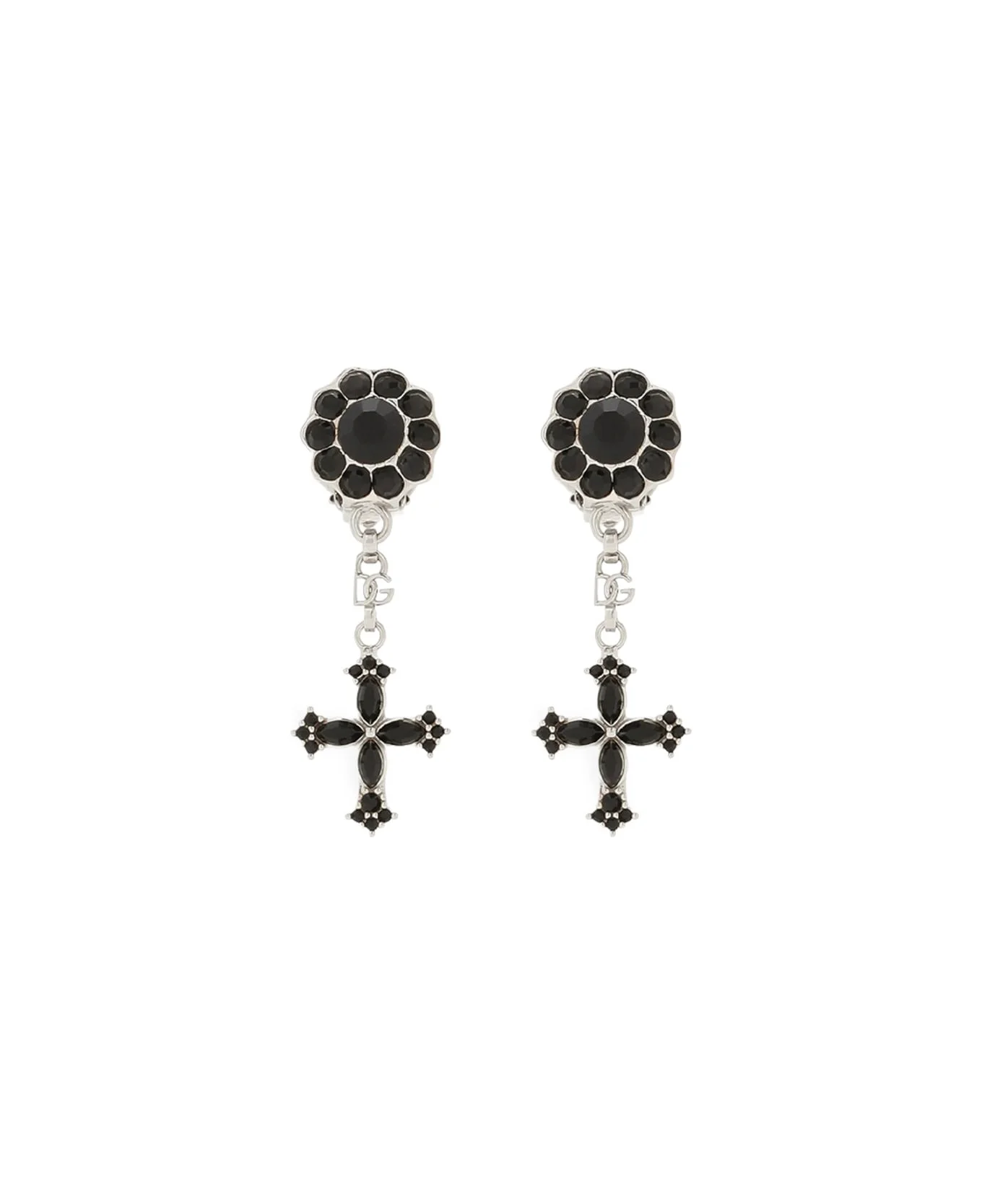 Drop Earrings With Rhinestone Crosses - 1