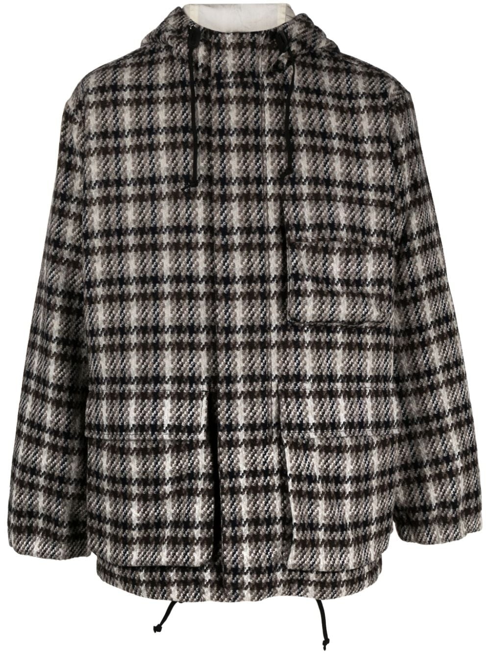plaid check-pattern knitted jacket - 1
