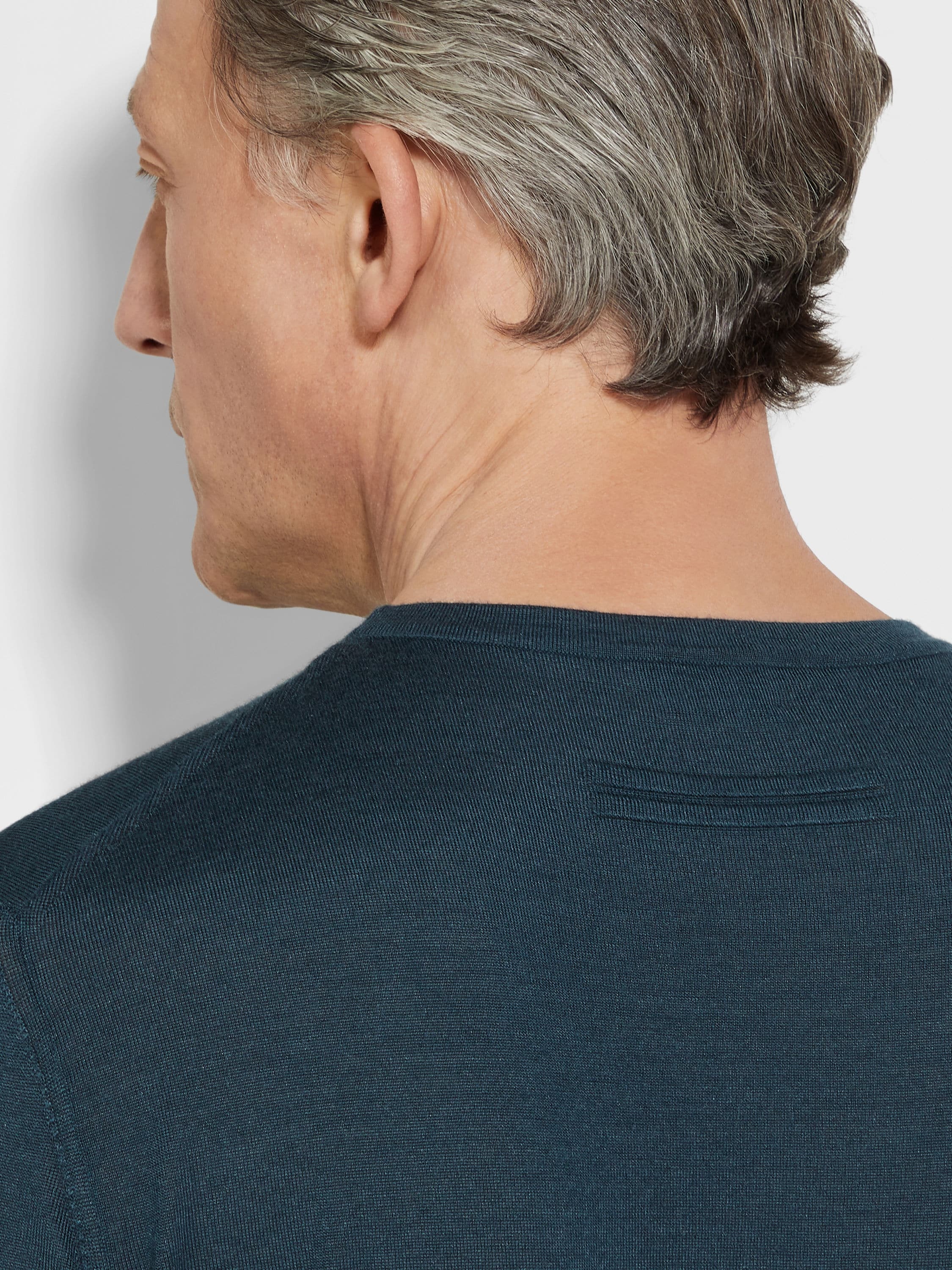 DARK TEAL BLUE MÉLANGE CASHSETA CREWNECK - 2