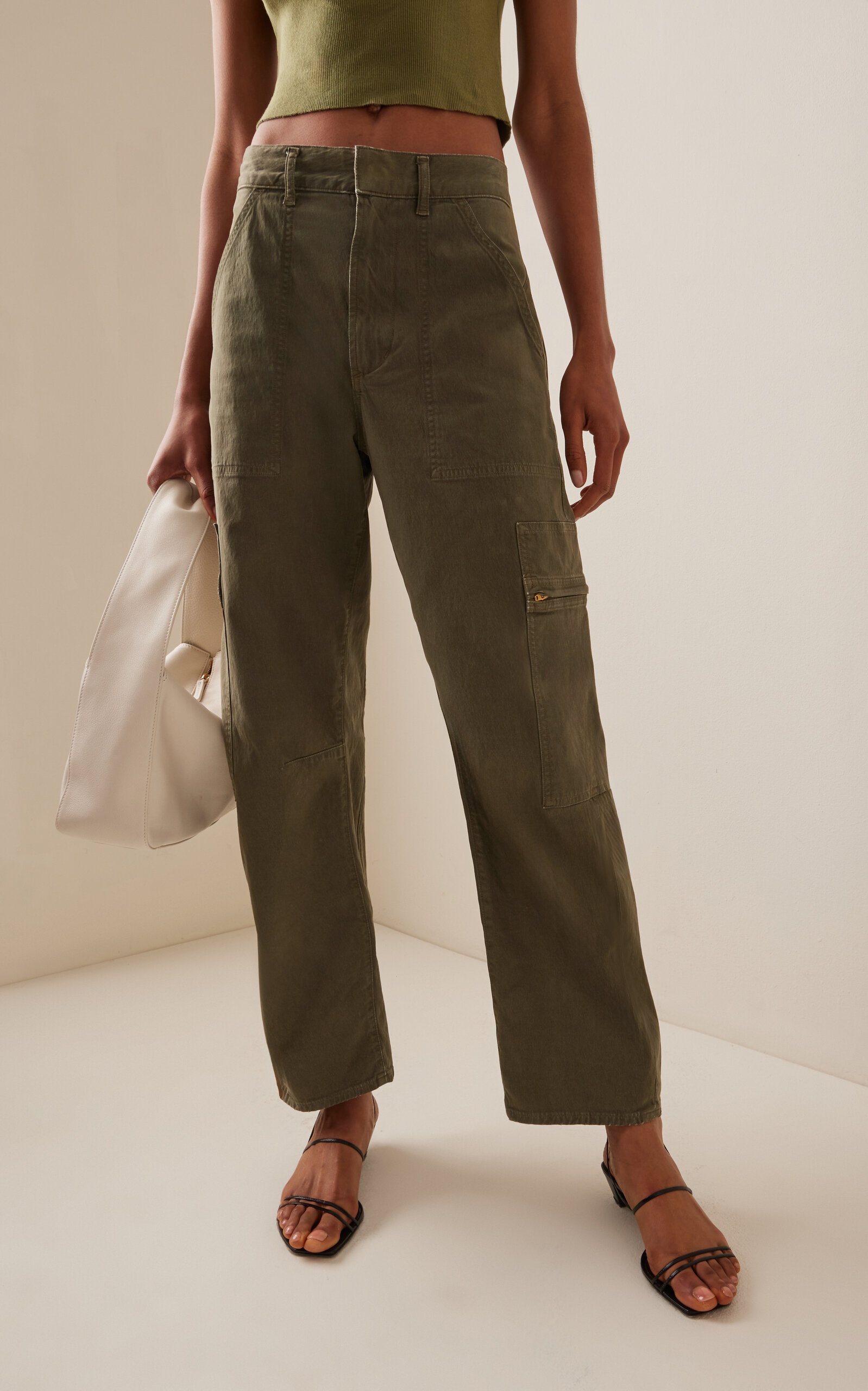 Marcelle Low-Slung Cotton Cargo Pants green - 3