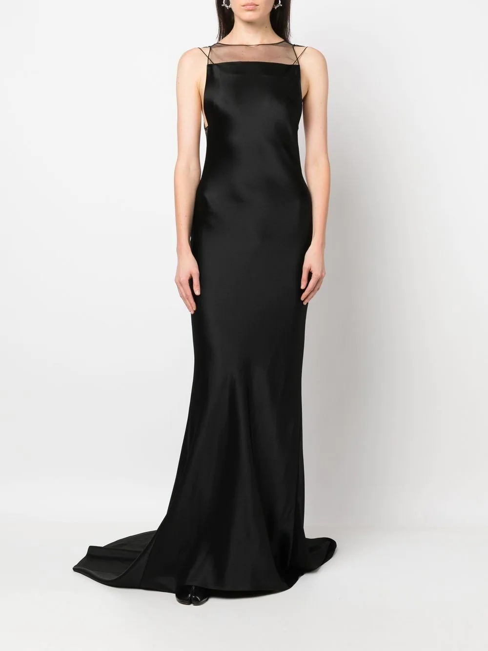 mesh-detail fishtail gown - 3