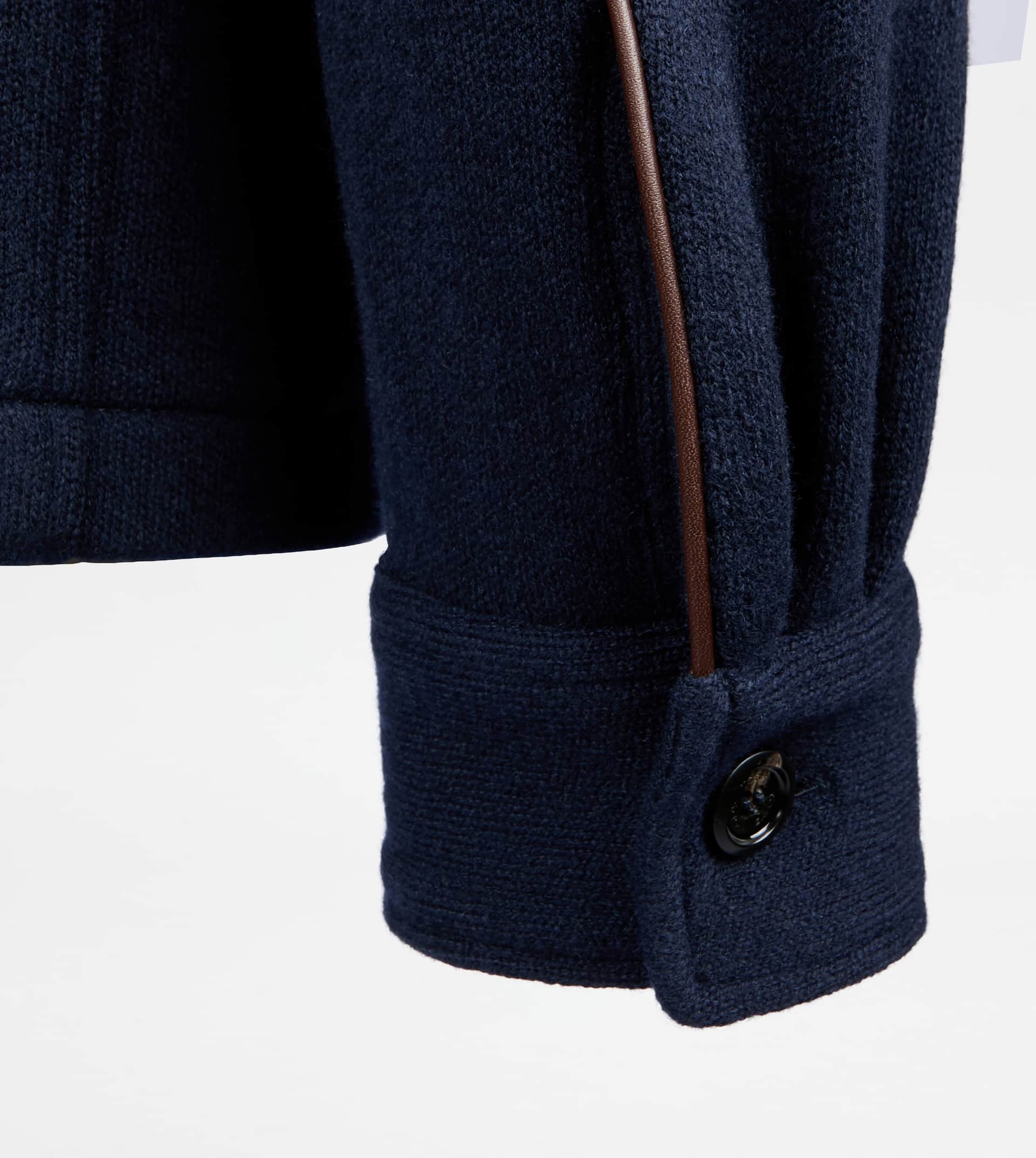 SHIRT JACKET IN CASHMERE BLEND JERSEY - BLUE - 4