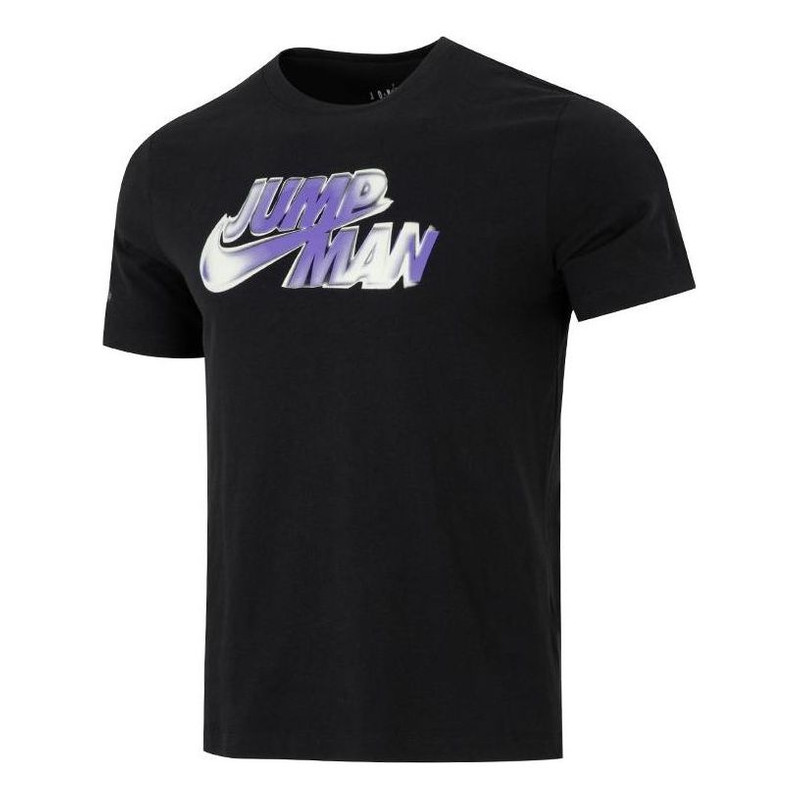 Air Jordan Alphabet Large Logo Pattern Printing Round Neck Casual Short Sleeve Black DM1449-010 - 1