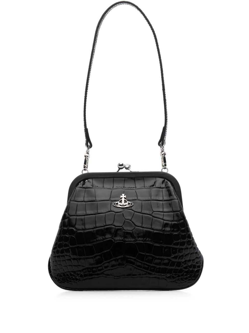 croc-embossed clutch bag - 1