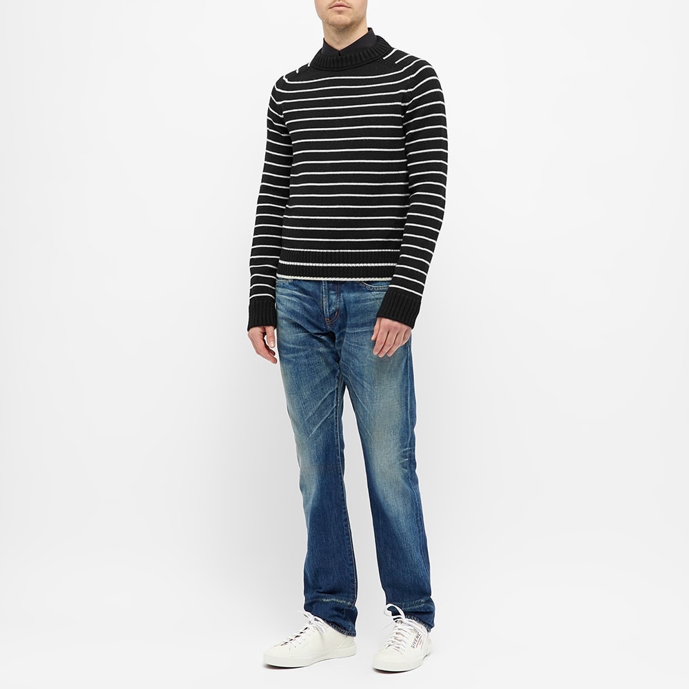 Saint Laurent Stripe Ribbed Crew Knit - 5