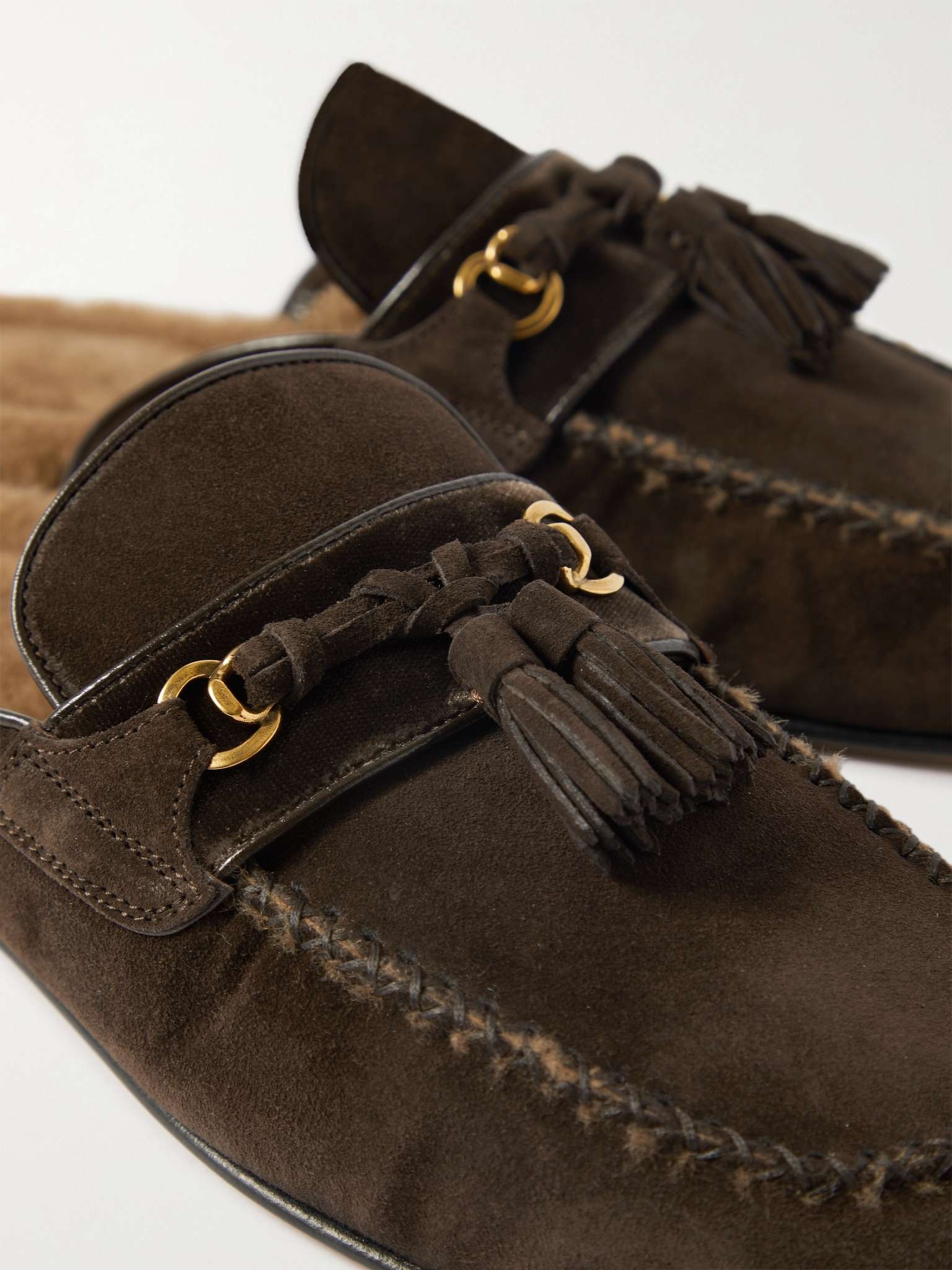 Stephan Shearling-Lined Suede Tasselled Backless Loafers - 6