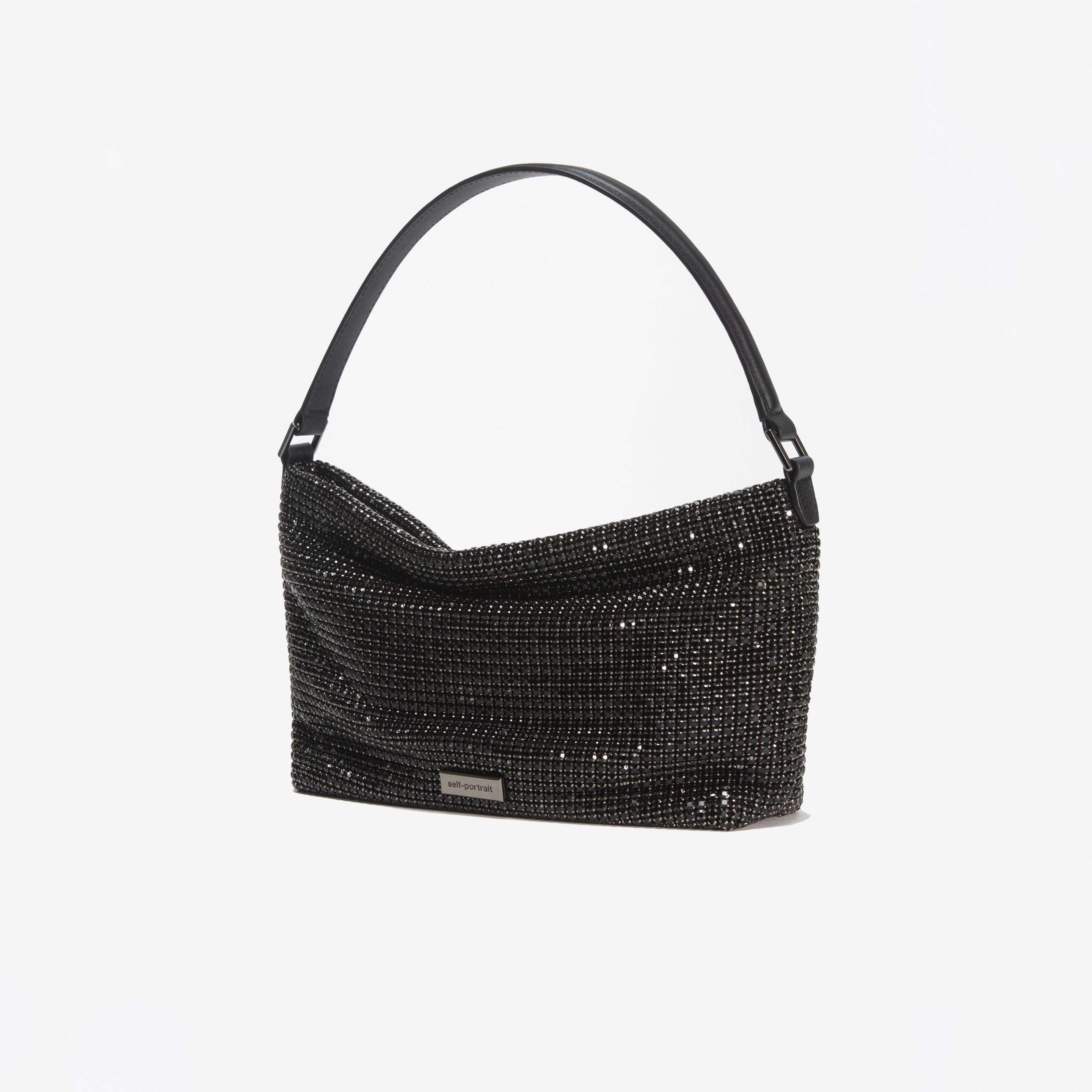 Black Diamante Medium Hobo Bag - 2