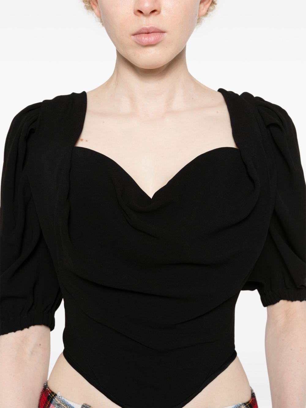 Orb-plaque crepe corset top - 5