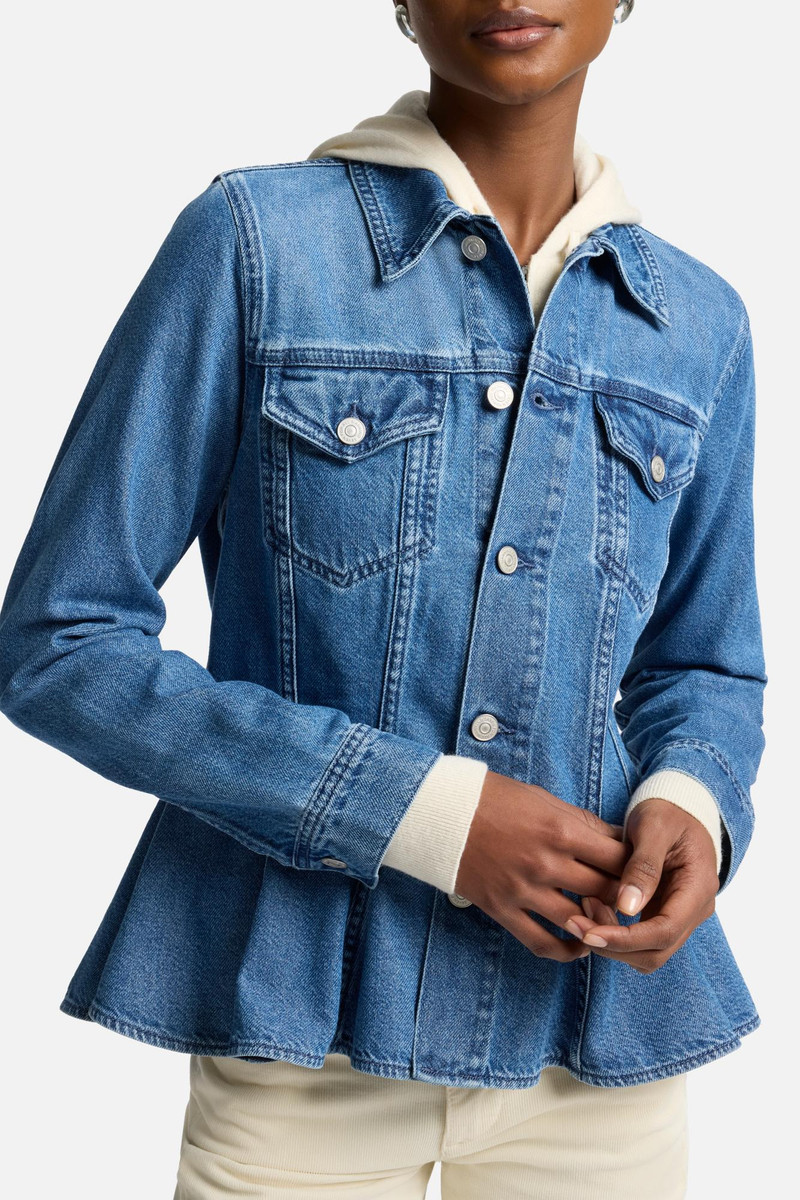 Weightless Denim Flounce Trucker Jacket in Hilo 8