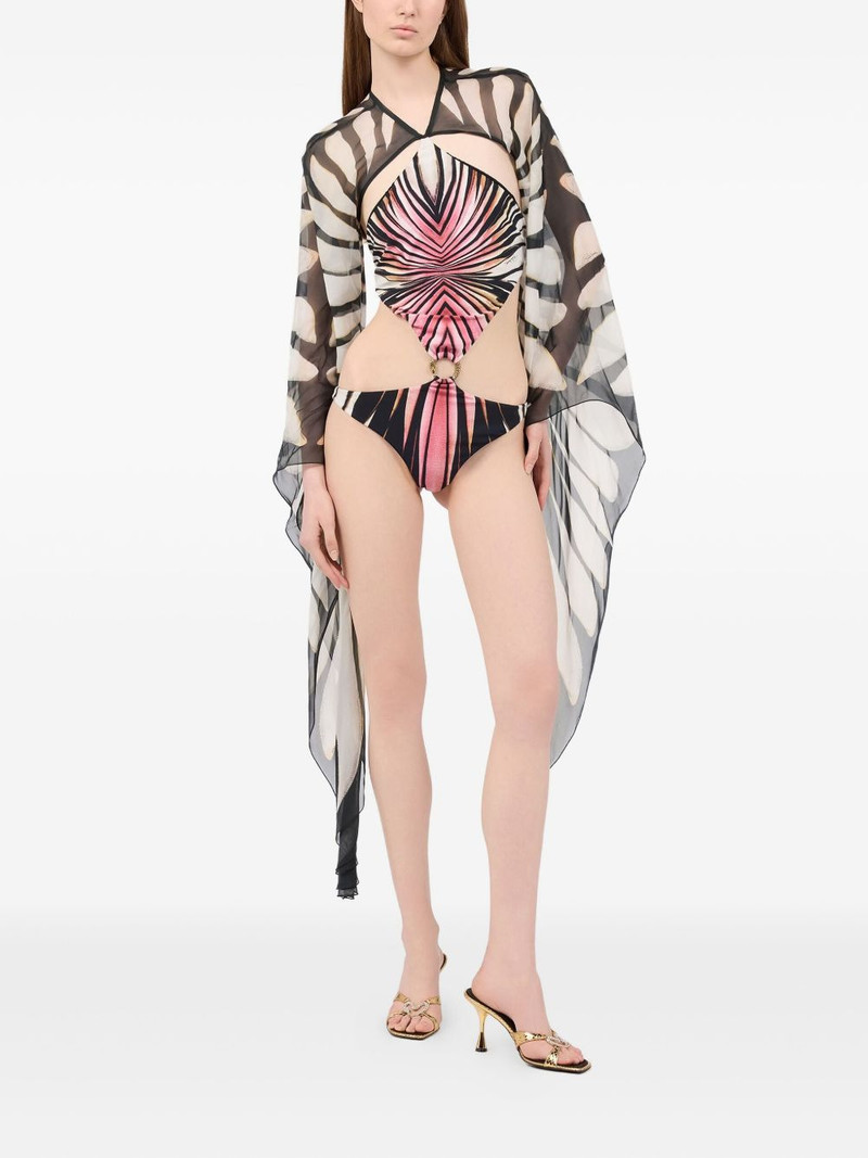 Roberto Cavalli print-patterned ring-detail swimsuit outlook