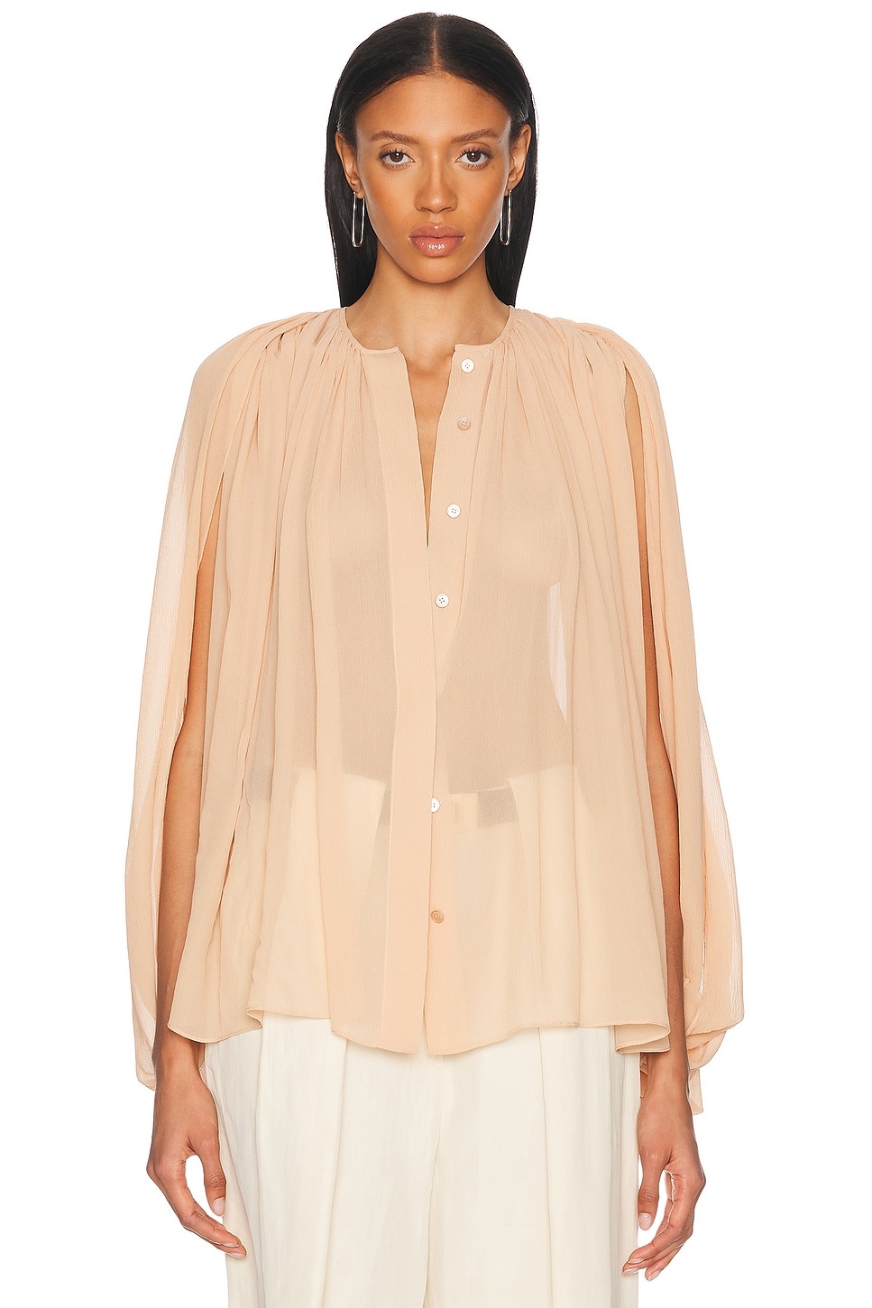 Creponne Drape Crew Blouse - 2