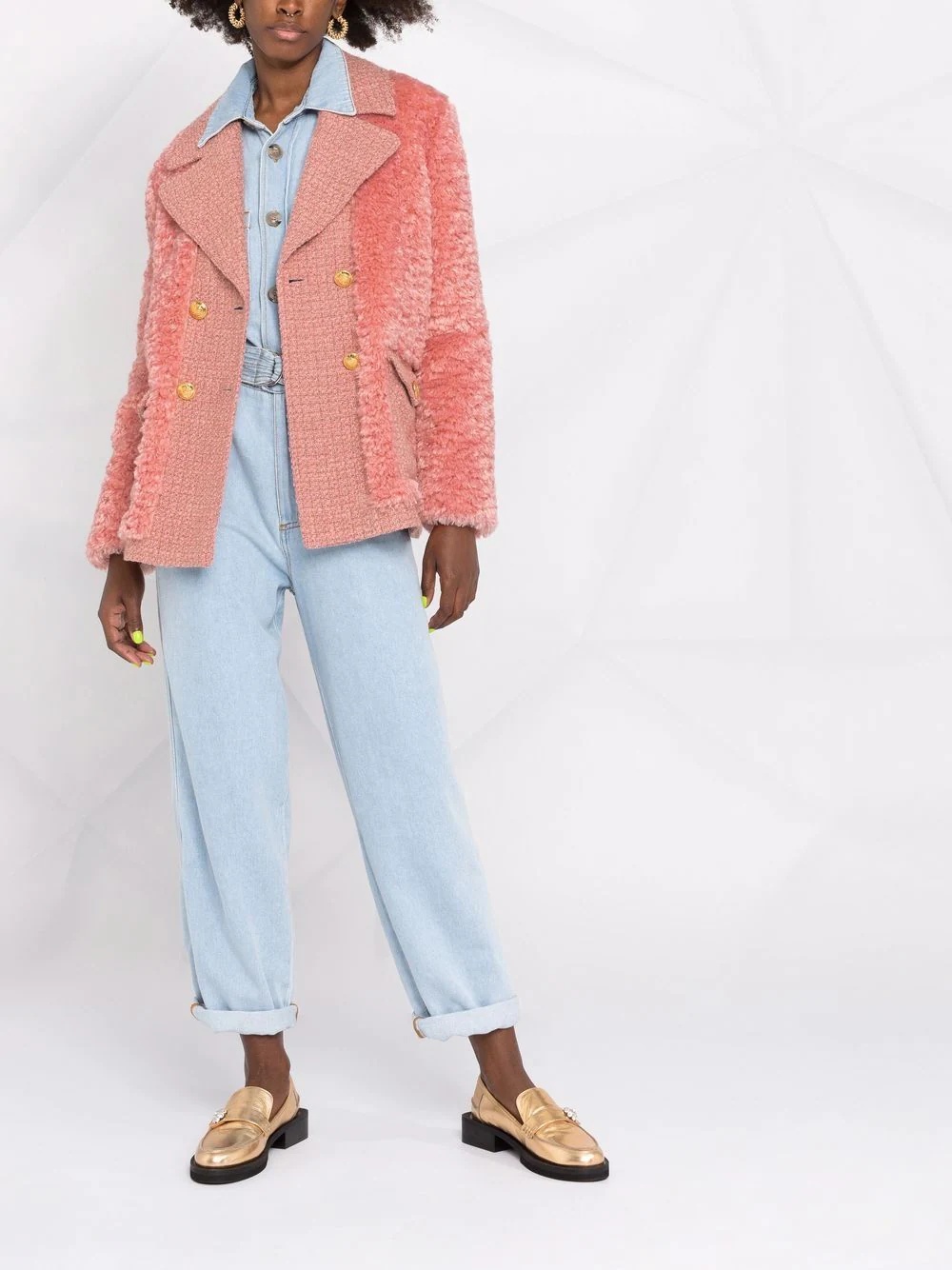 textured double-breasted blazer - 2