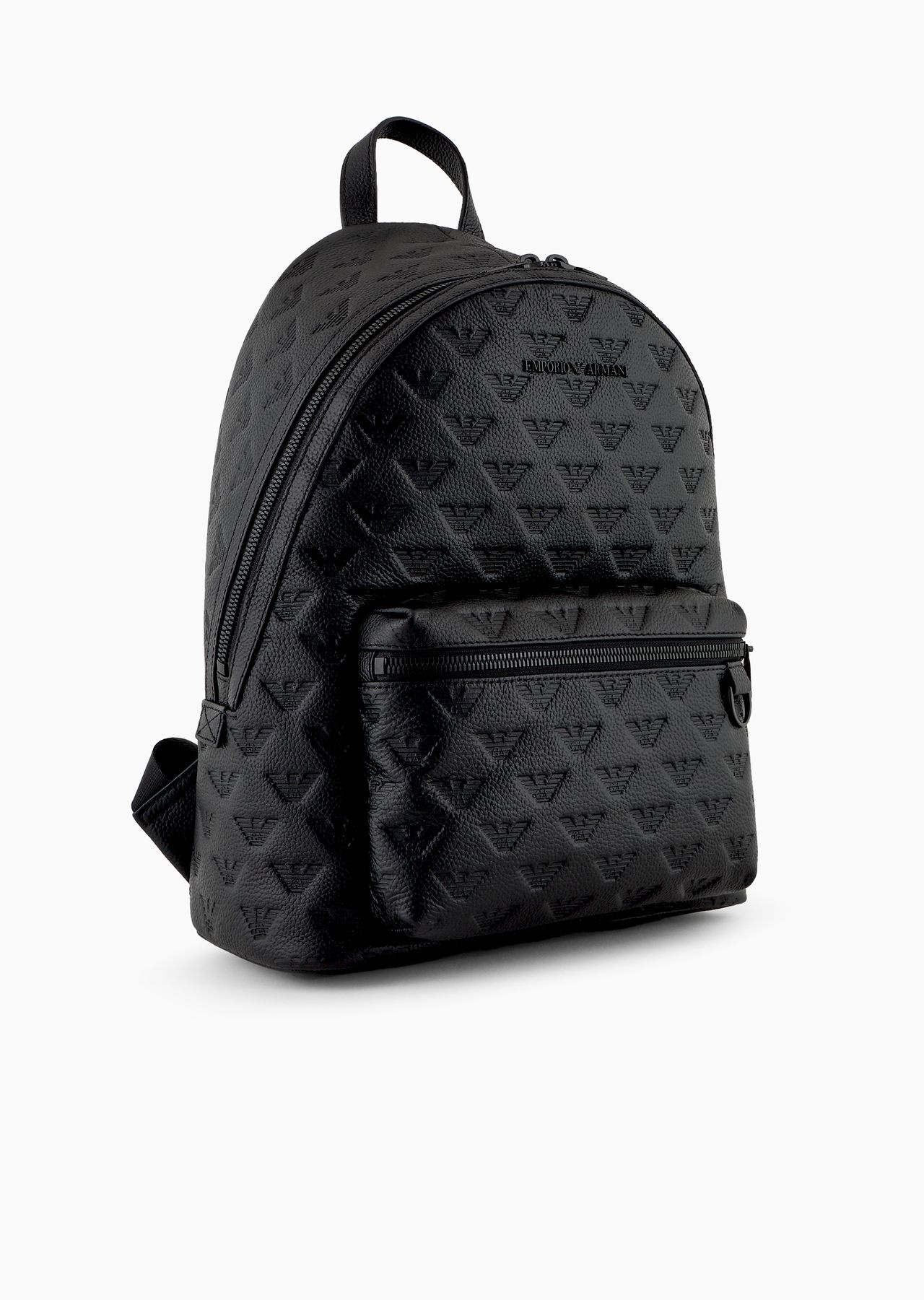 Round leather backpack with all-over embossed eagle - 2