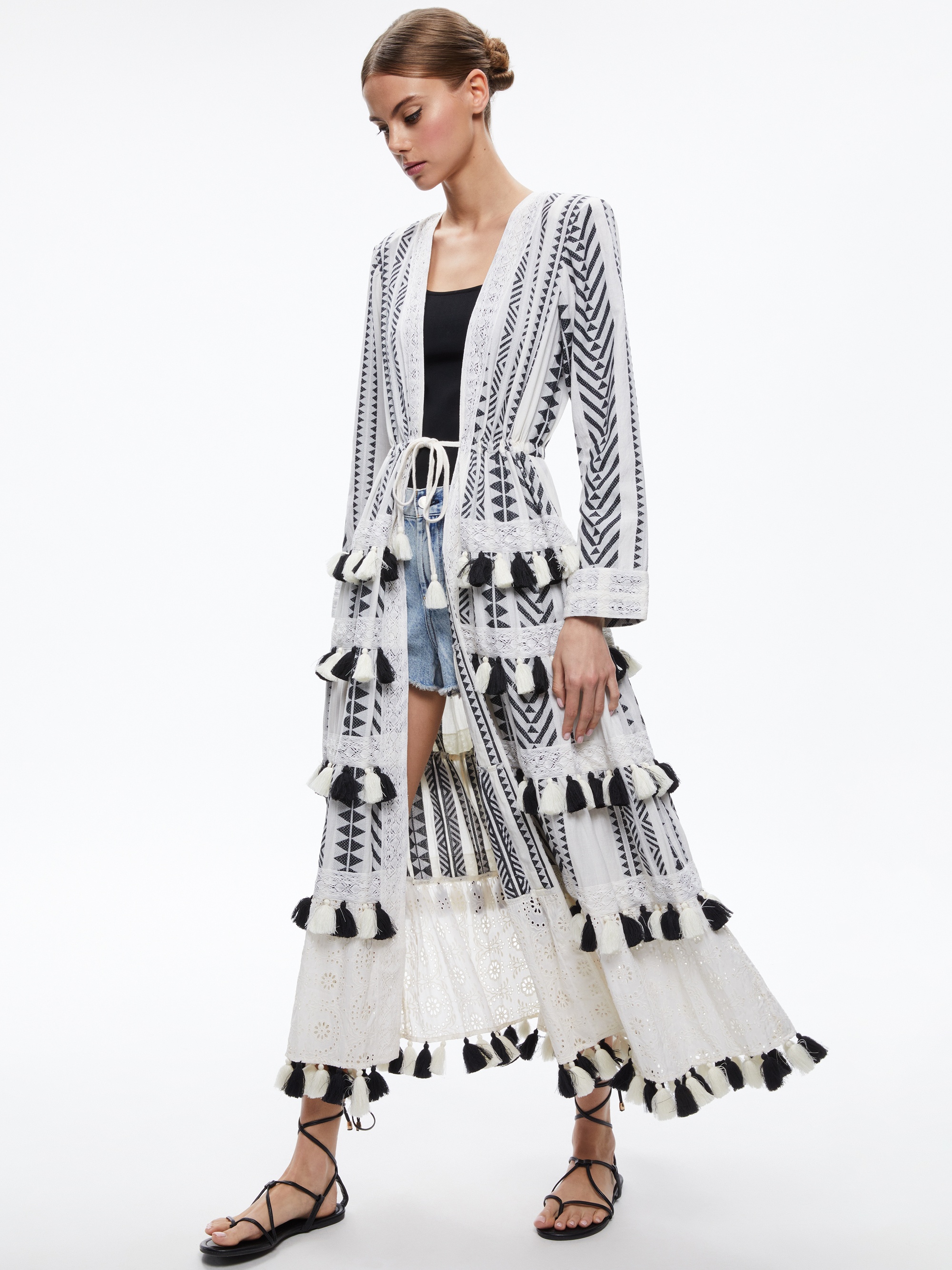 TALIA DRAWSTRING TIERED TASSEL KIMONO - 2