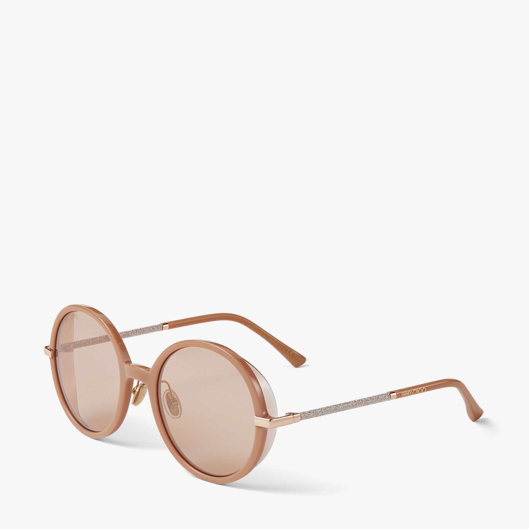 Ema
Nude Round-Frame Sunglasses with Glitter - 3