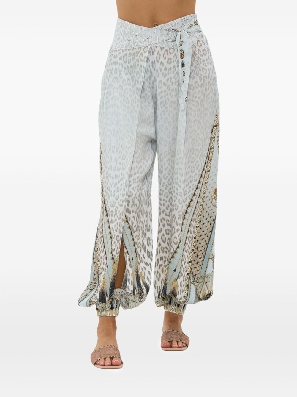 asymmetrical belted trousers - 4