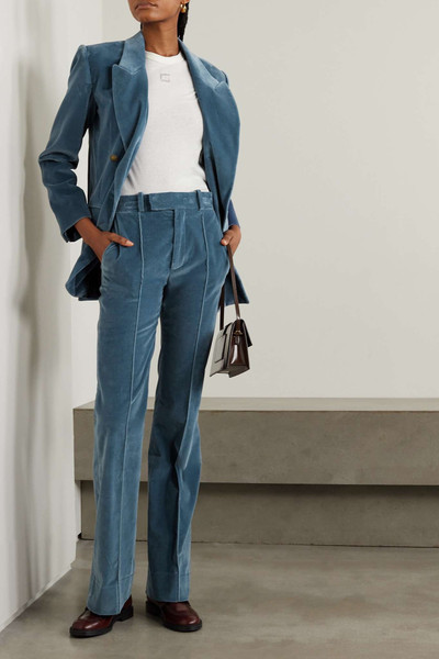 FRAME The Slim Stacked cotton-blend velvet straight-leg pants outlook
