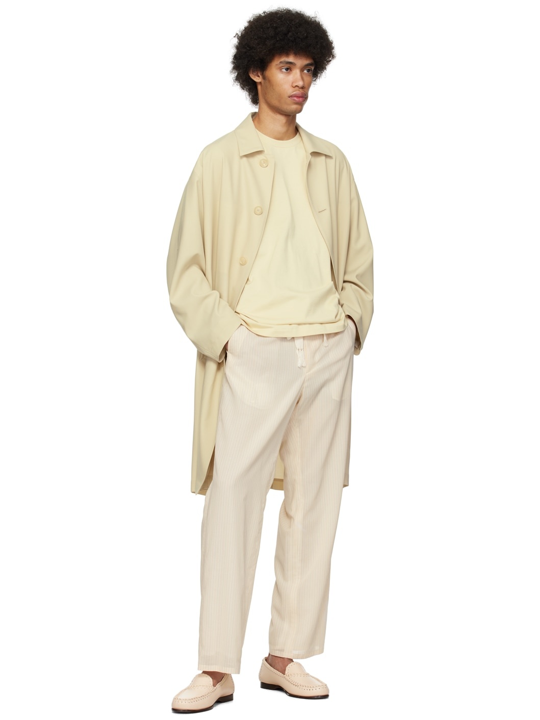 Beige Hard Twist Trousers - 4