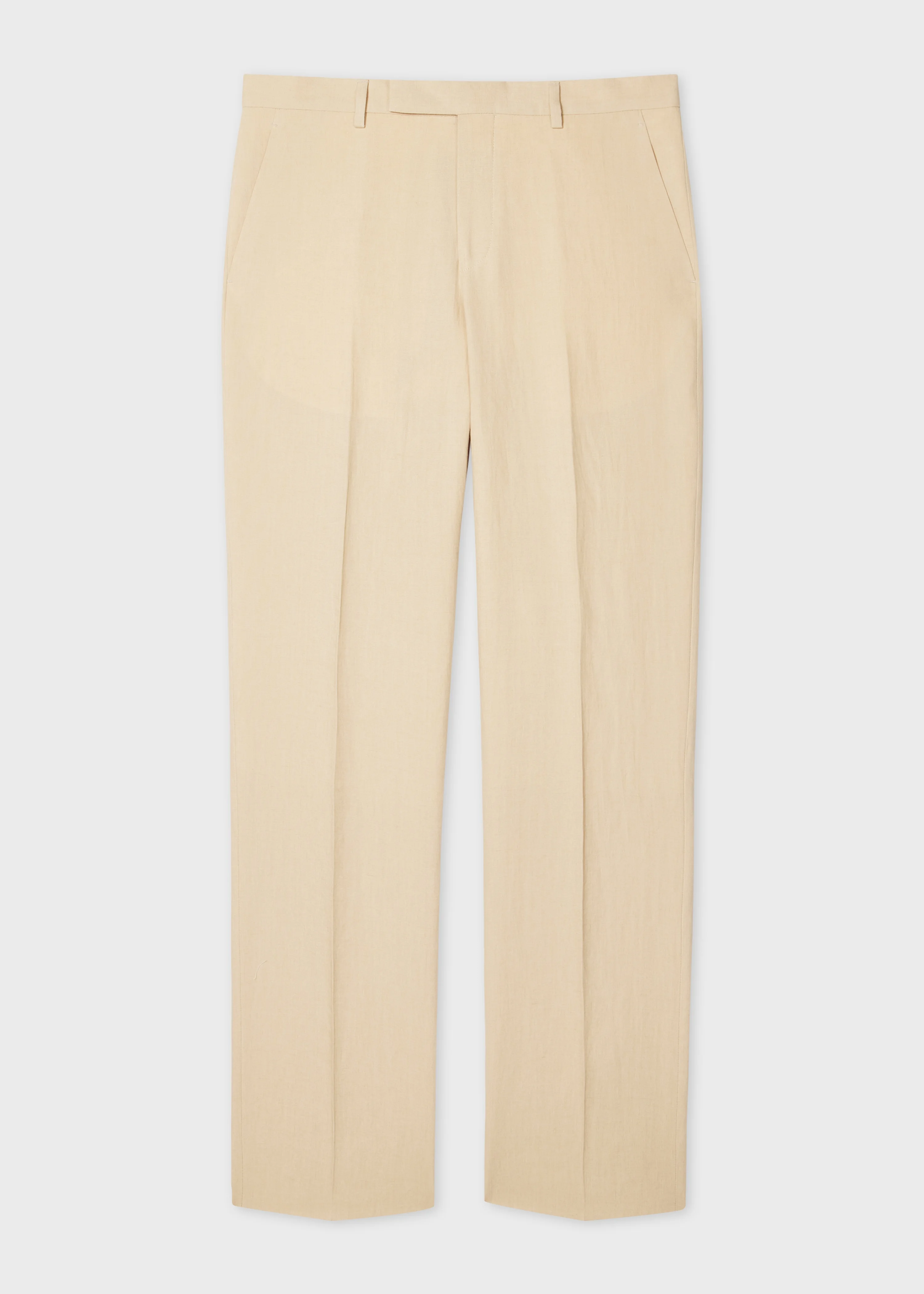 Tapered-Fit Light Tan Linen Trousers - 1