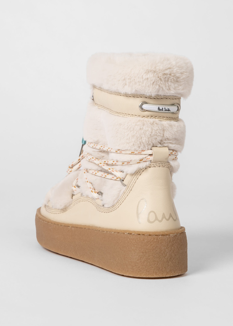 Cream Leather 'Hallie' Snow Boots 3
