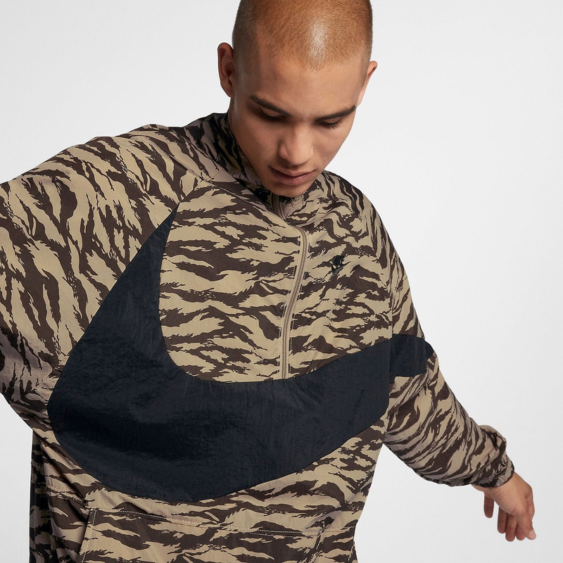 Nike Nike AOP Swoosh Half Zip Woven Jacket 'Brown' AO0862-235 outlook