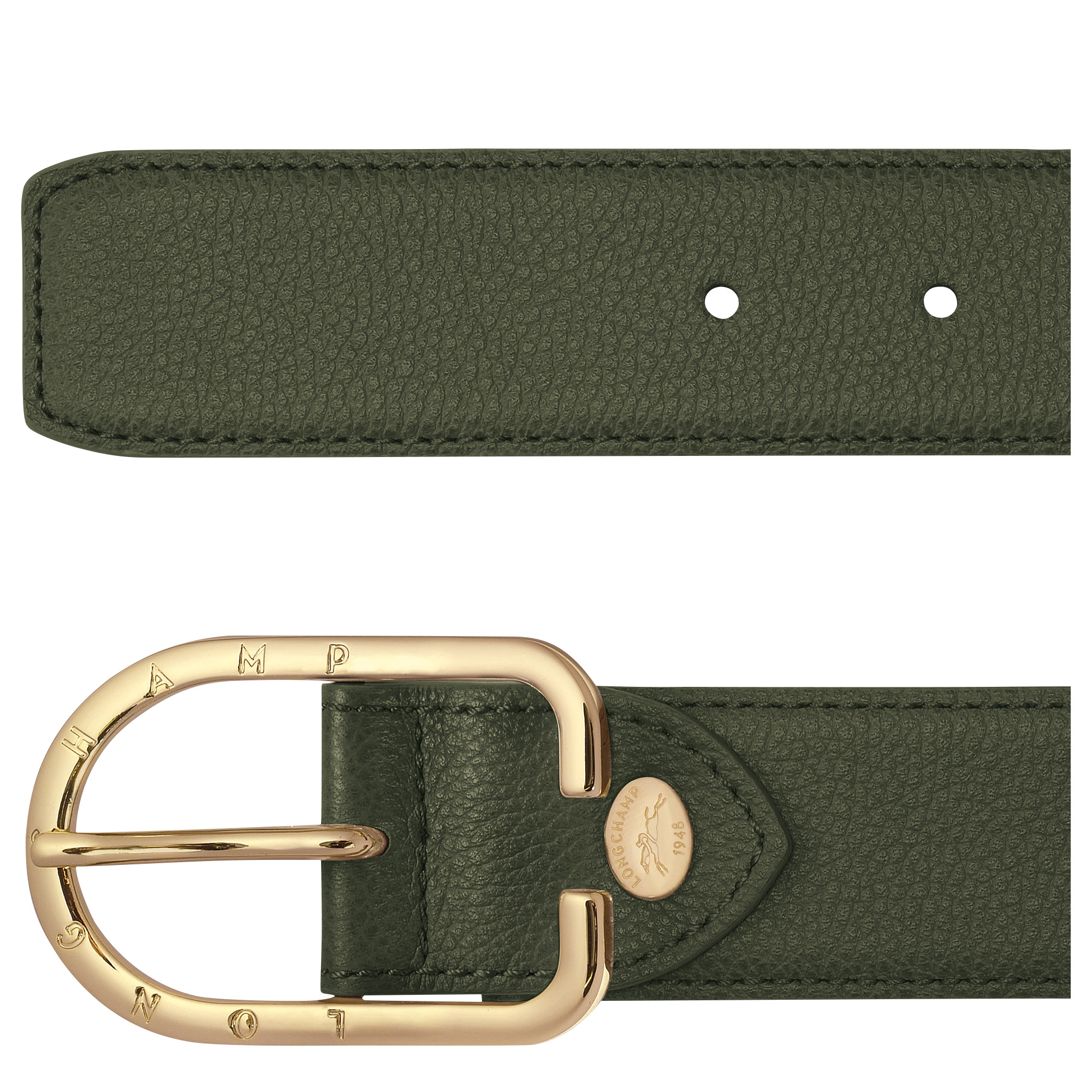 Le Foulonné Ladies' belt Khaki - Leather - 2