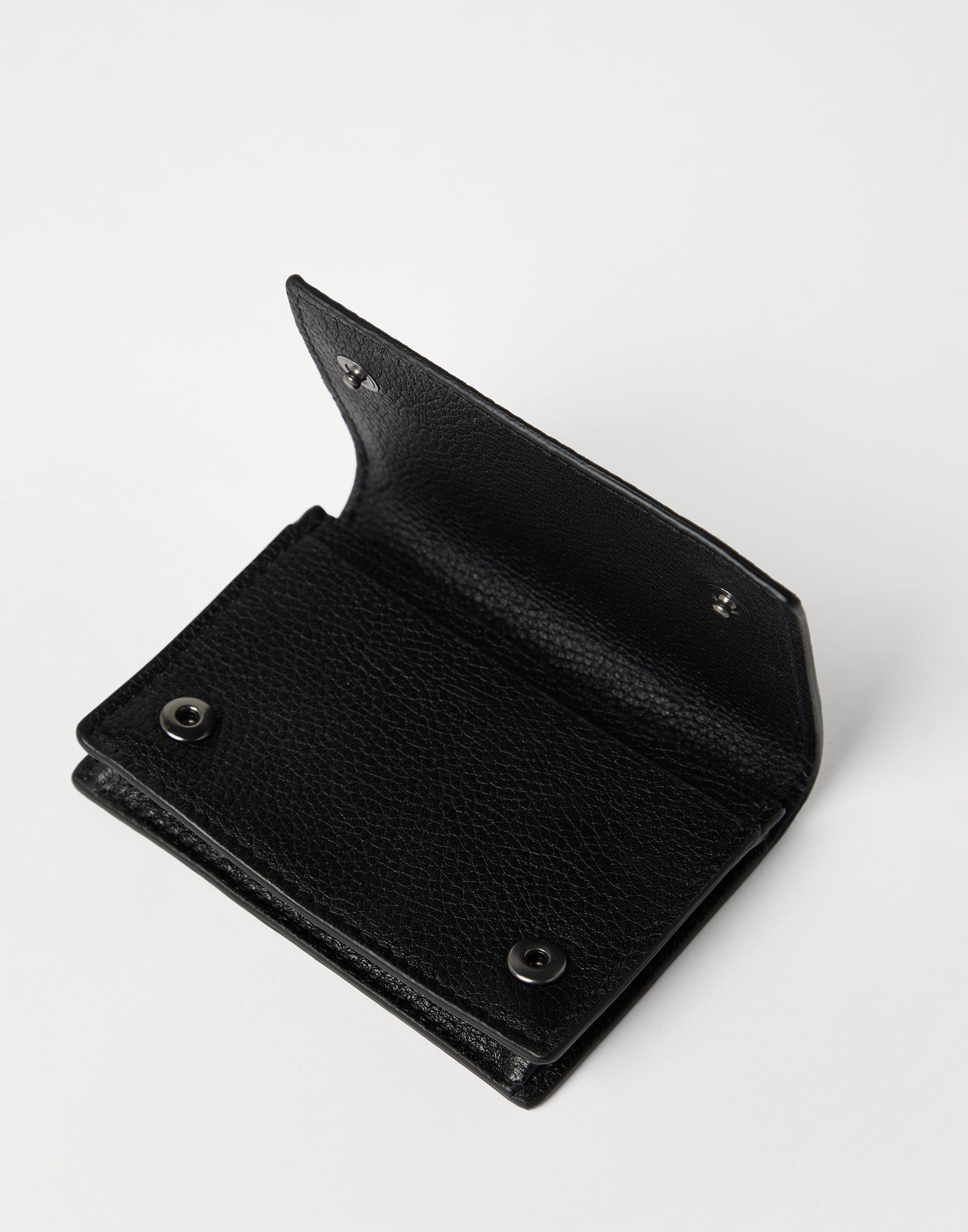 Grained leather card case with flap - 4