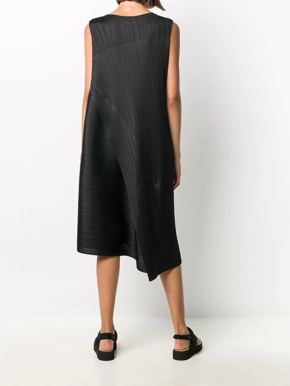 asymmetric pleated midi dress - 4