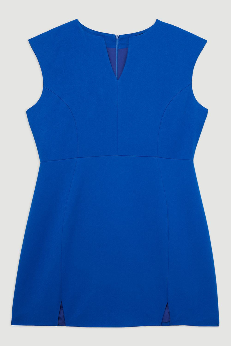 Plus Size Structured Crepe Tailored Full Skirted Belted Midi Dress 4