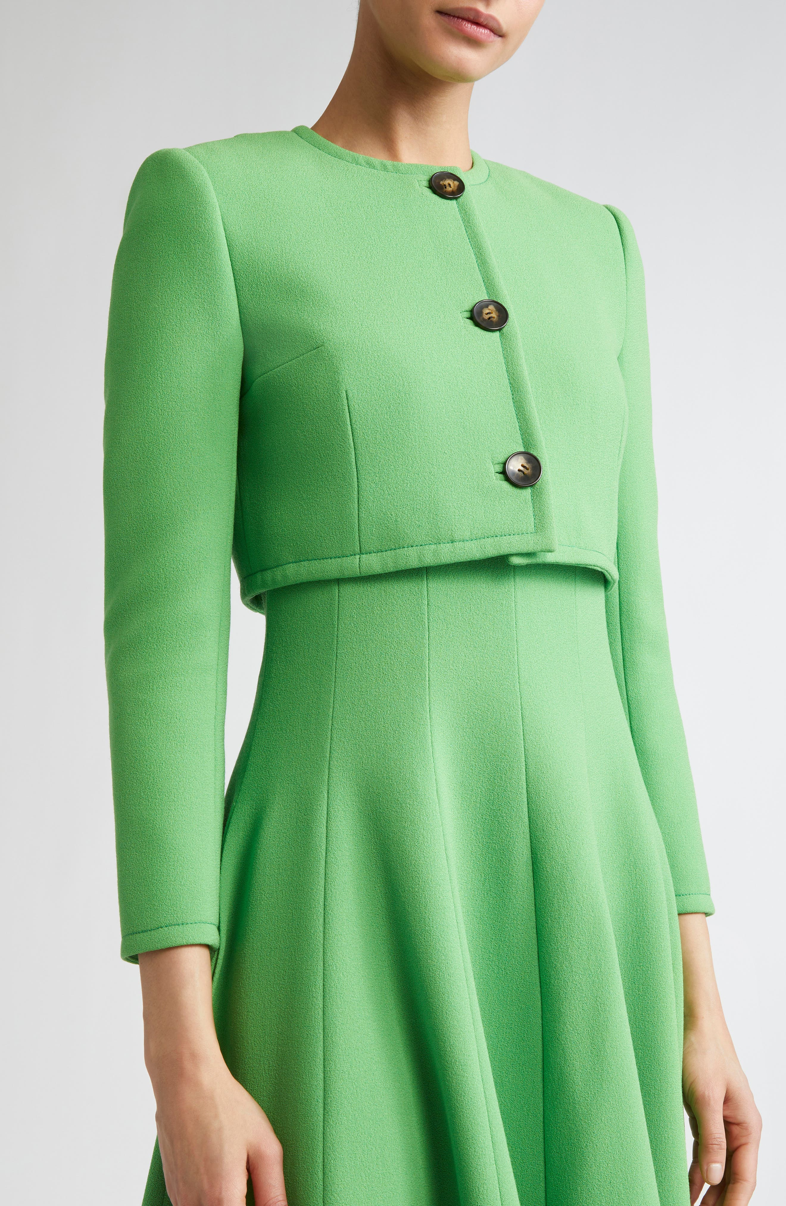 Emilia Wickstead Lizette Crop Wool Jacket in Fresh Green at Nordstrom - 5