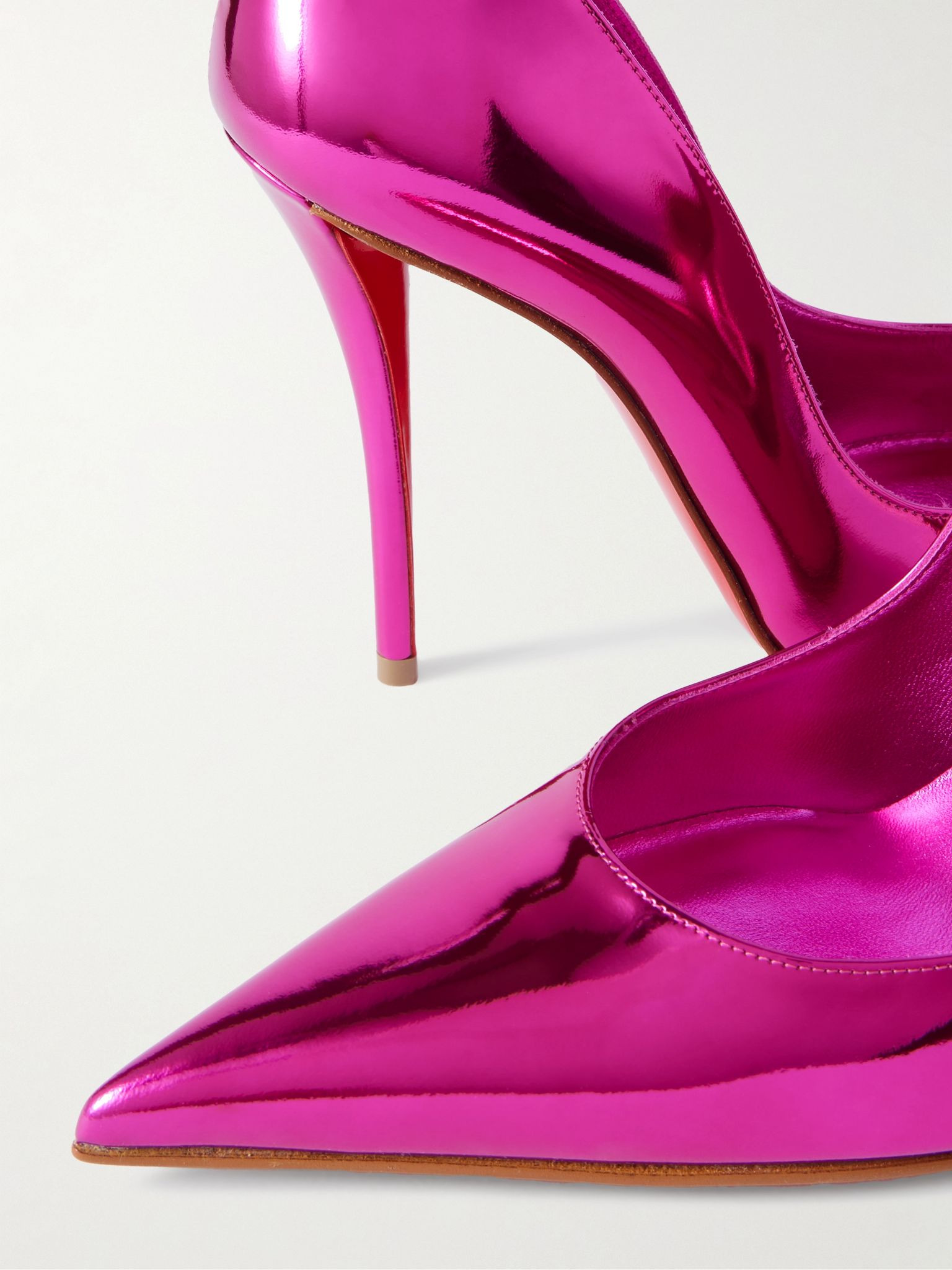 Miss Z 100 mirrored-leather pumps Pink - 4