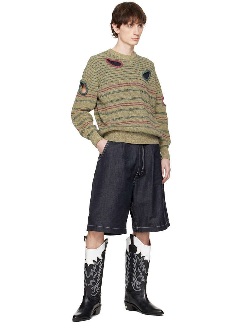 TOGA VIRILIS Black & White Leather Tall Boots outlook