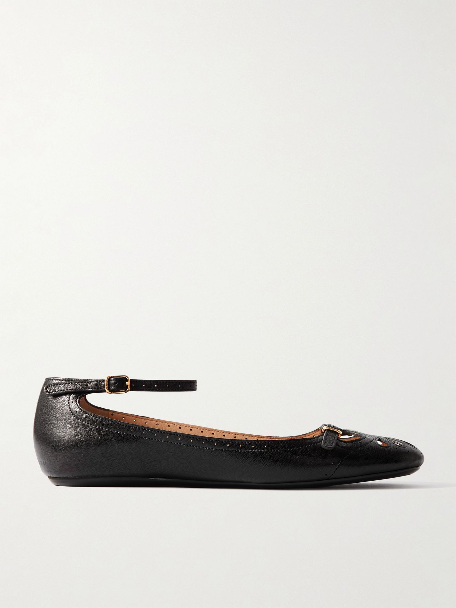 Misty laser-cut leather ballet flats Black - 1