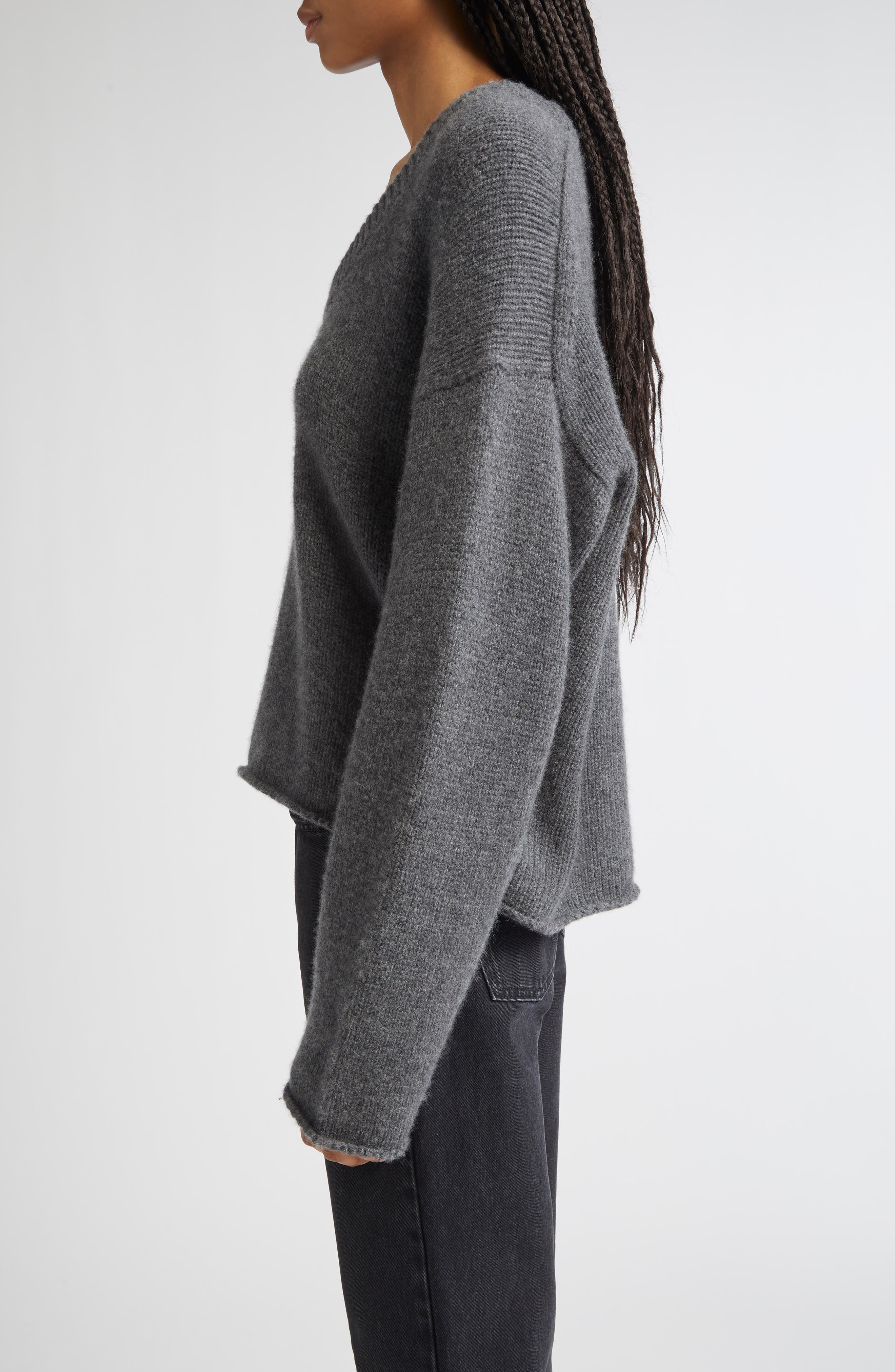 LOULOU DE SAISON Derry Cashmere U-Neck Sweater in Anthracite Melange at Nordstrom - 3