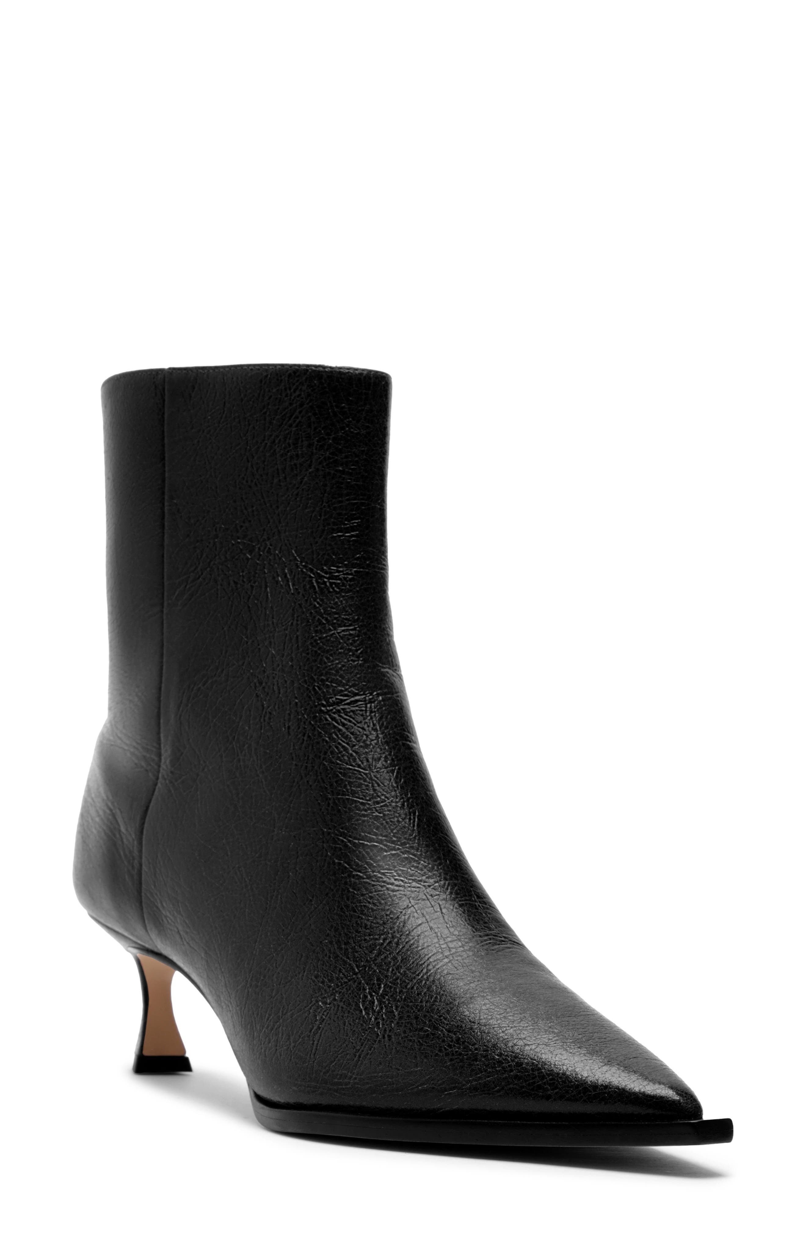 Alexandre Birman Myra Pointed Toe Kitten Heel Bootie in Black at Nordstrom - 1