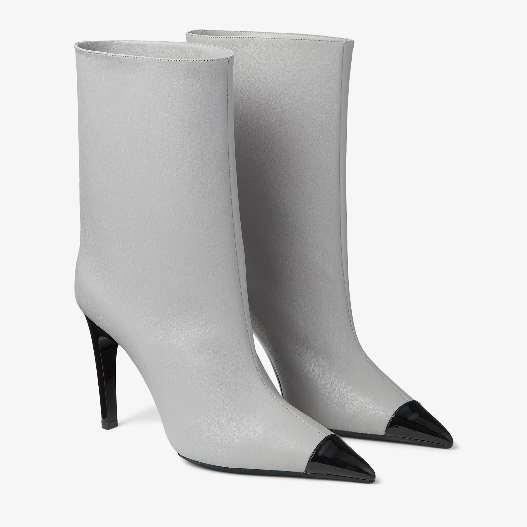 Cierra 100
Marl Grey Luxe Nappa Leather Boots with Black Patent Heel and Toe Detail - 3