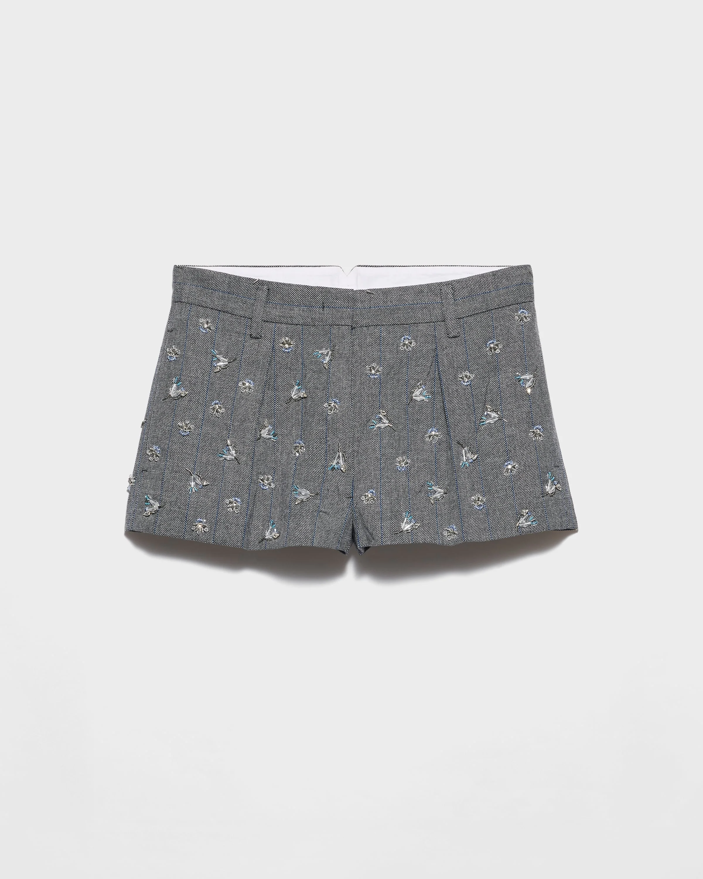 Embroidered wool pinstripe shorts - 1