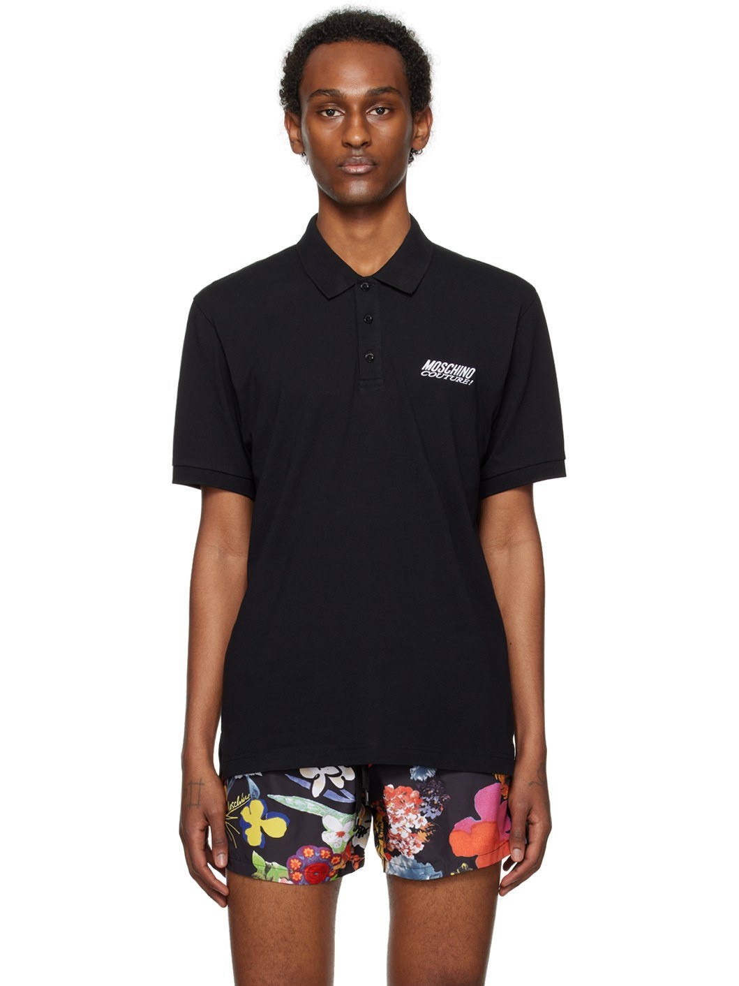 Black Embroidered Polo - 1
