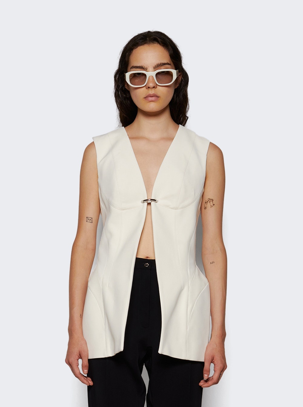 Corseted Pierced Vest Off-white - 3