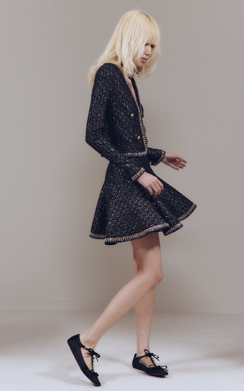 GIAMBATTISTA VALLI Metallic Bouclé Skater Mini Skirt black outlook