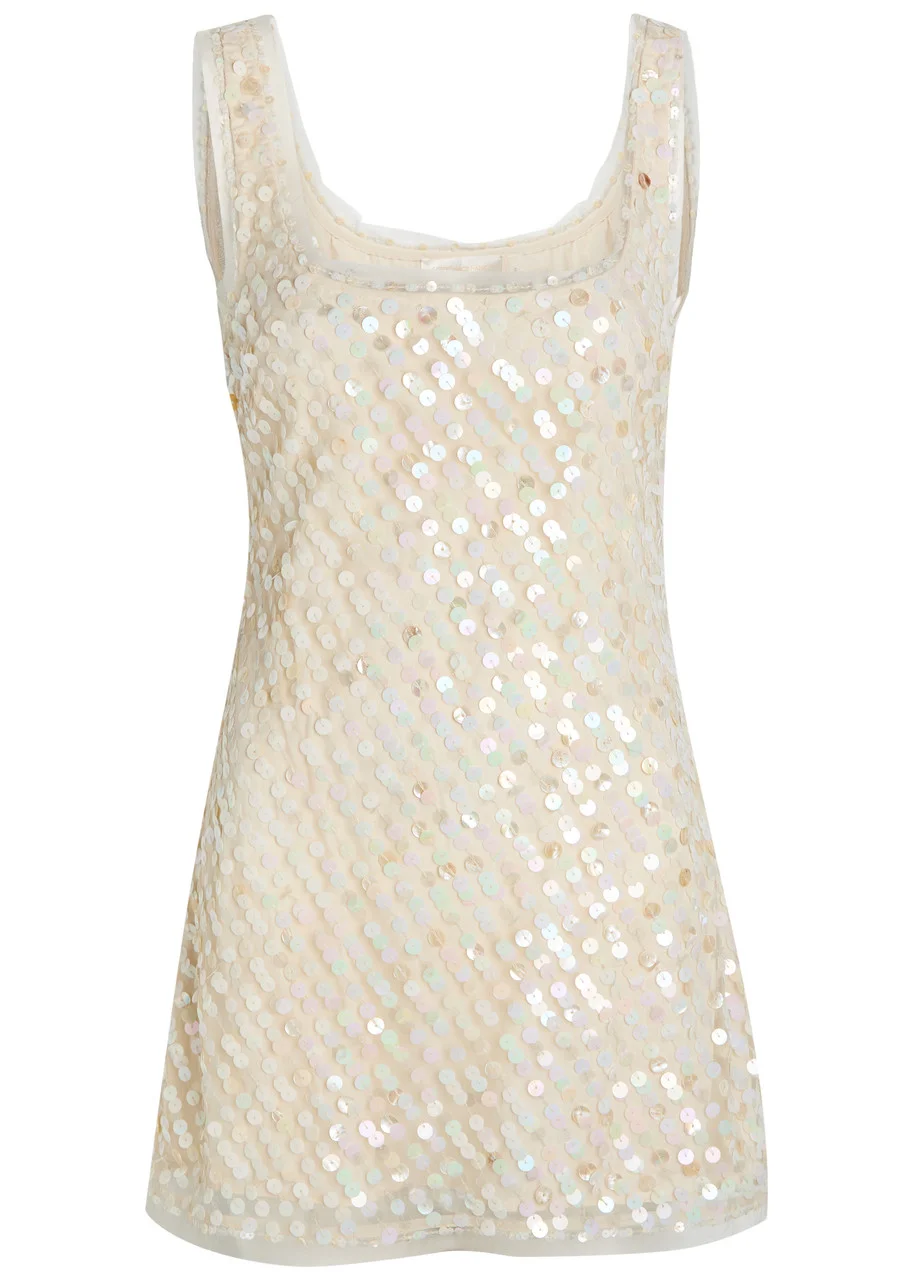 Loveshackfancy Calise Sequin-embellished Tulle Mini Dress - 1
