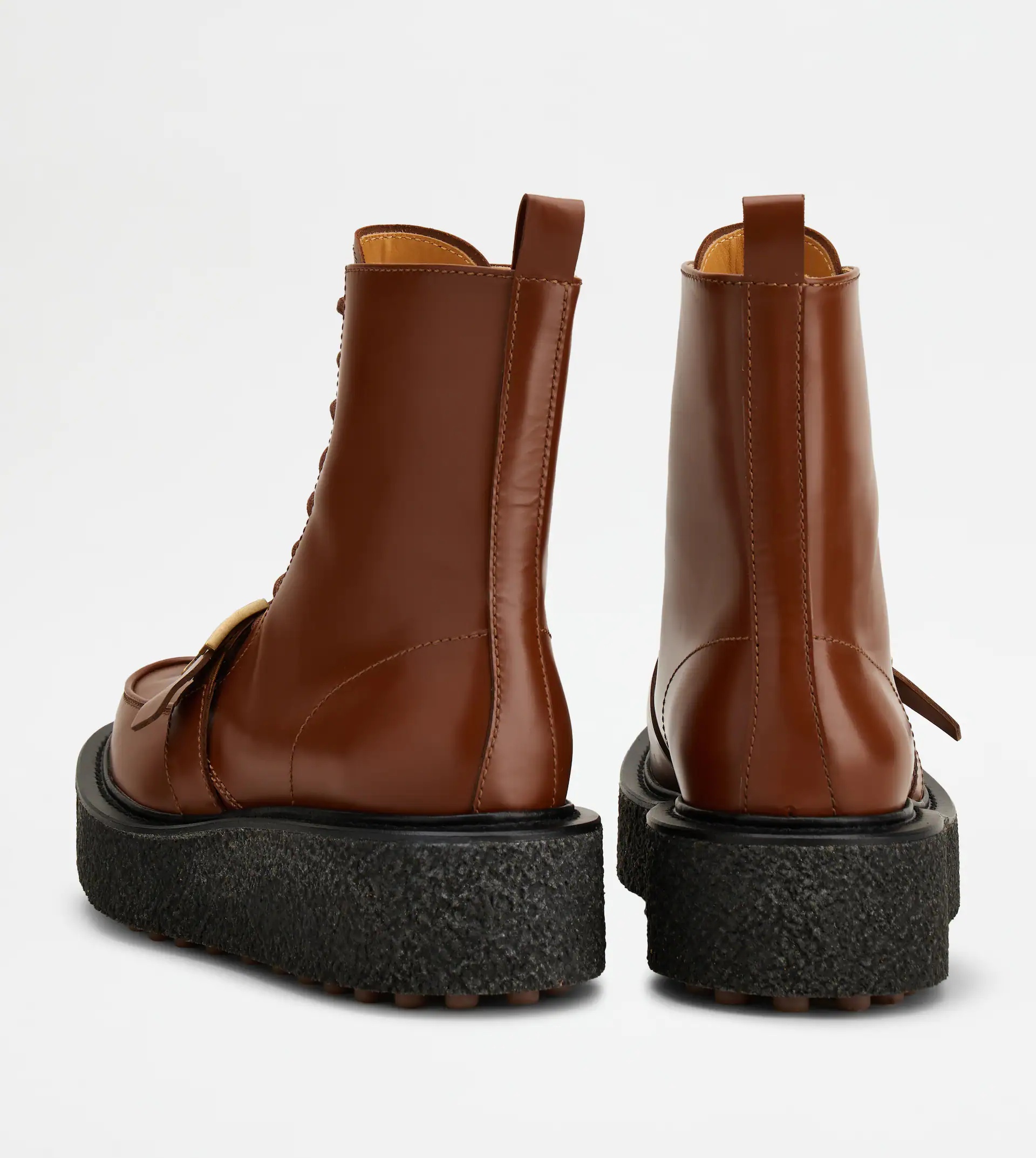 TIMELESS PLATFORM BOOTS IN LEATHER - BROWN - 4
