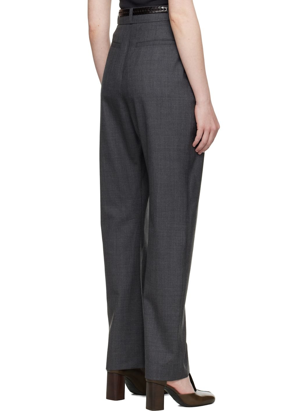 Gray Dropped Crotch Soft Trousers - 3