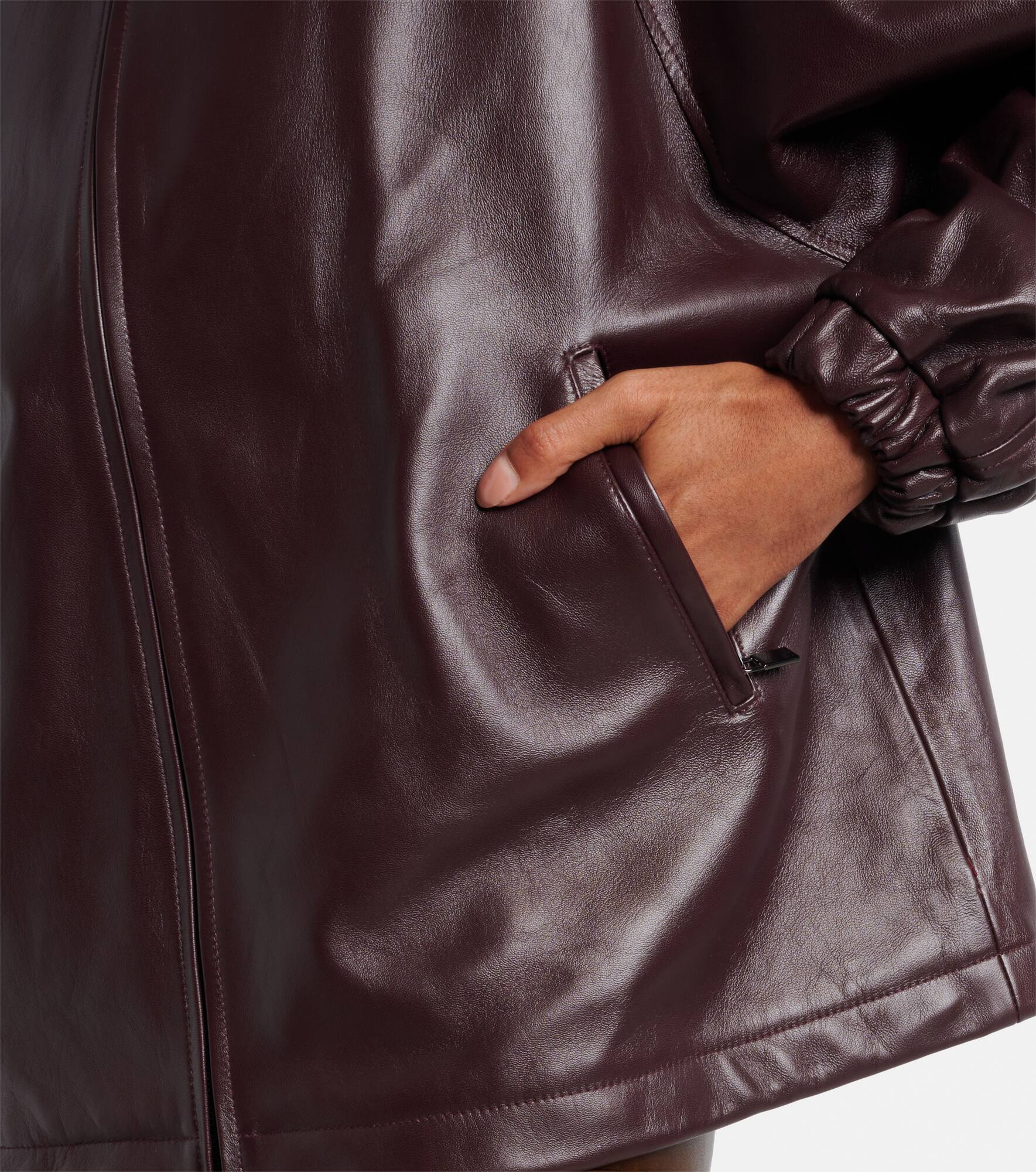 Oversized leather bomber jacket - 5