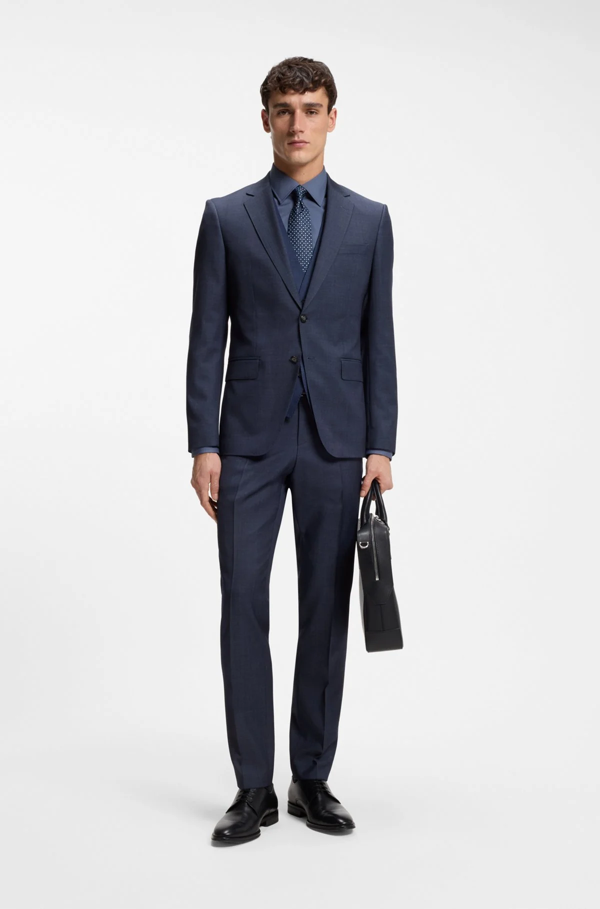 THREE-PIECE SLIM-FIT SUIT IN VIRGIN-WOOL SERGE - 1
