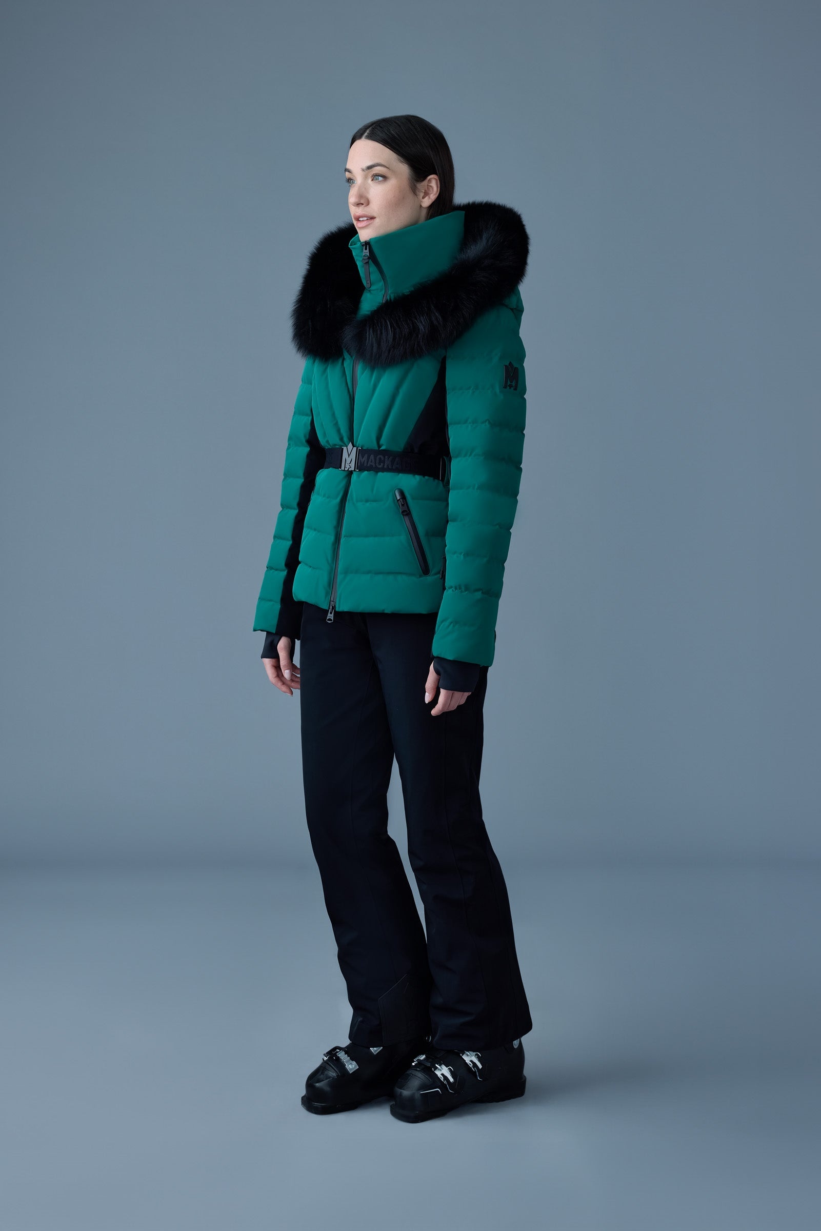 ELITA Down ski jacket with removable blue fox fur trim - 3