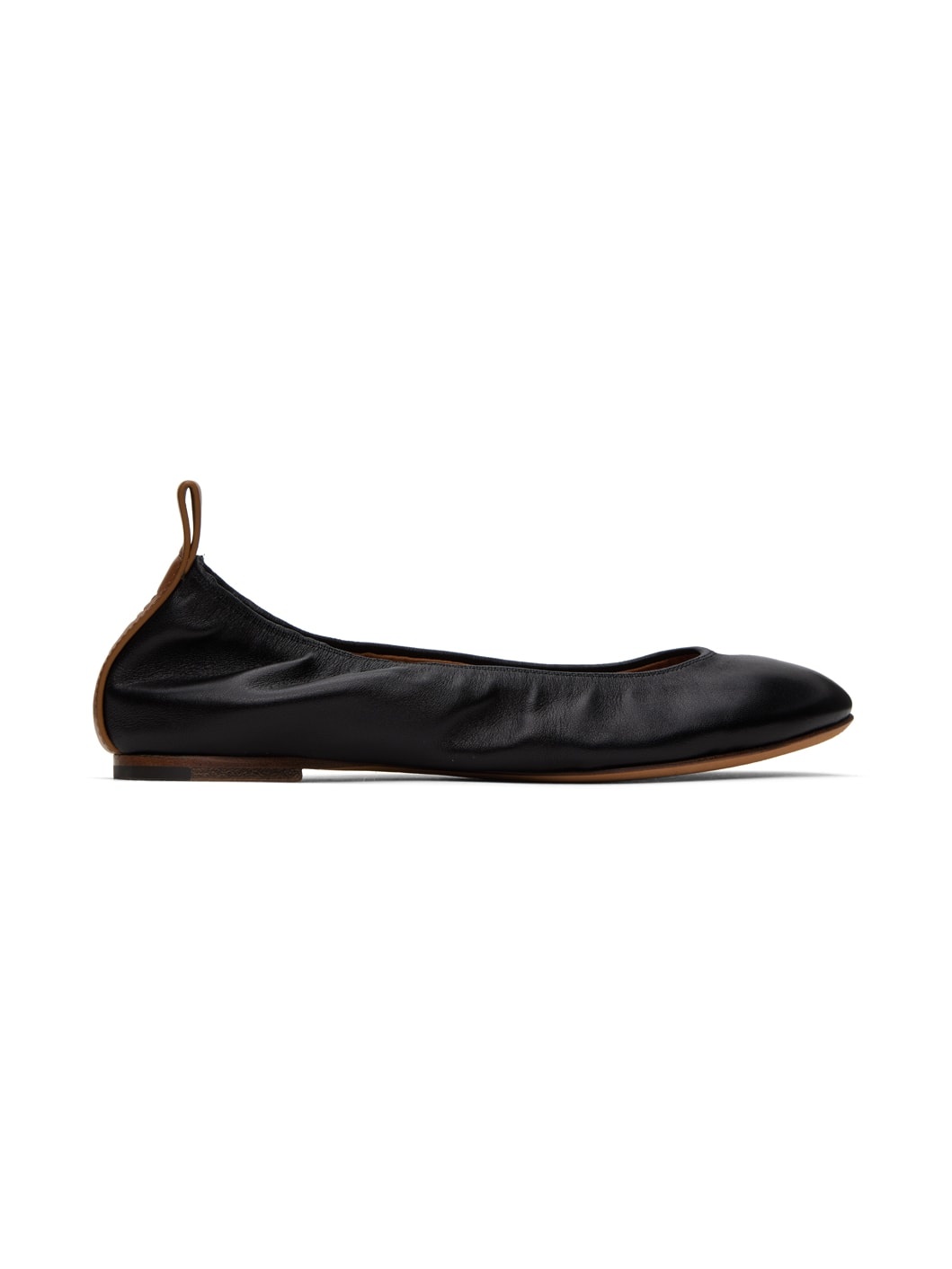 Black Leather Ballerina Flats - 1