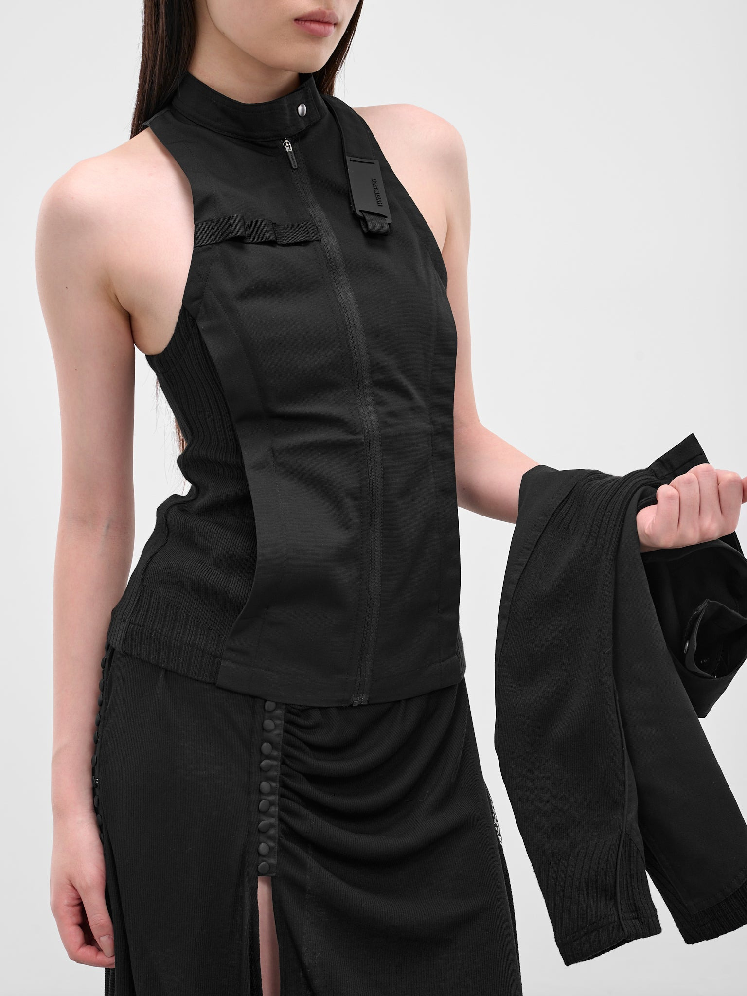 Black Double Layered Moto Jacket - 5