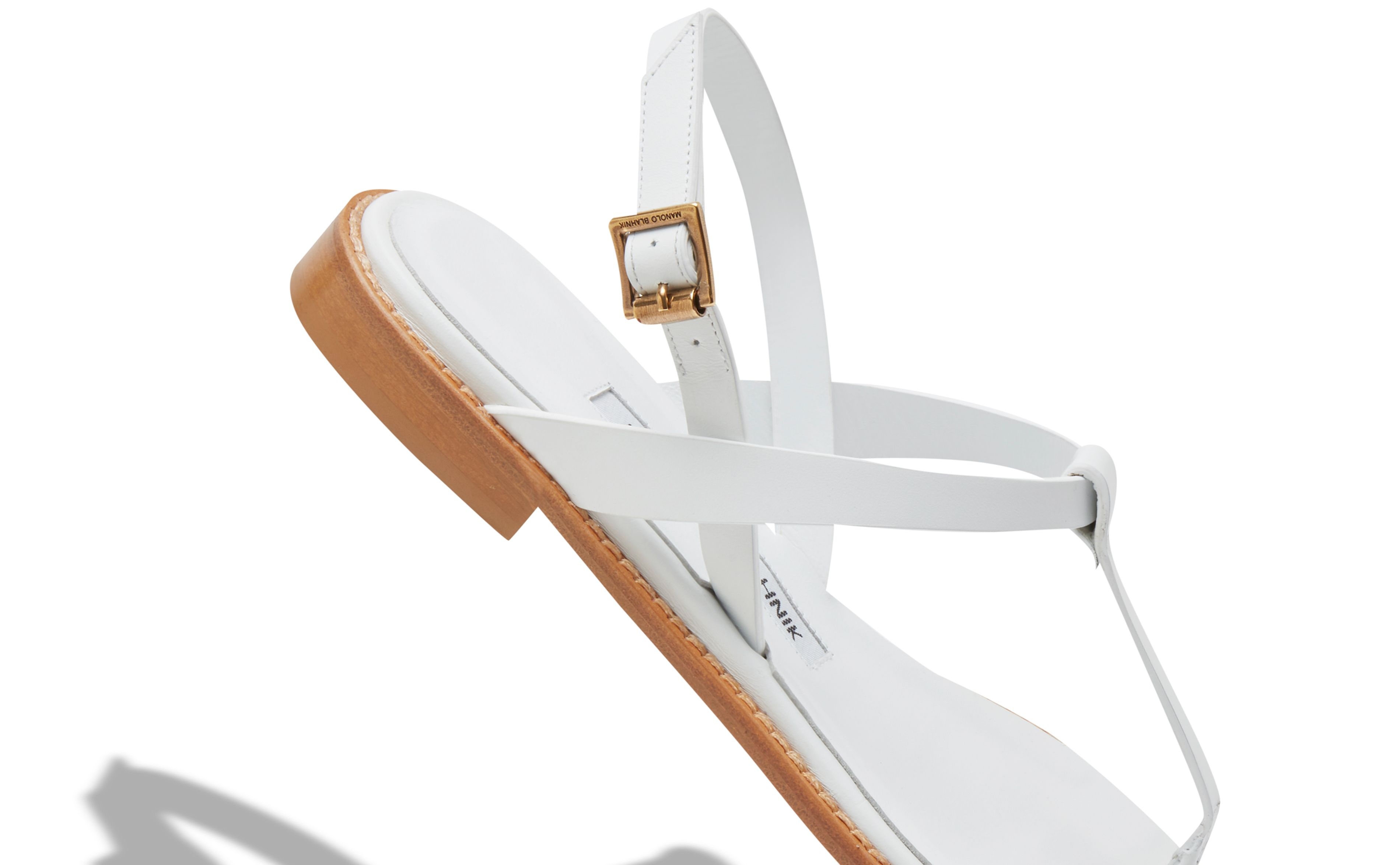 White Calf Leather Flat Sandals - 4
